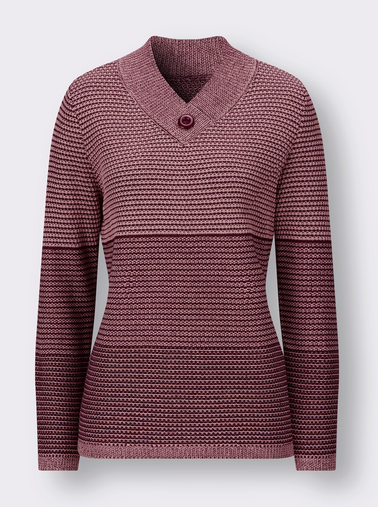 Pullover met V-hals - hortensia/bordeaux gedessineerd