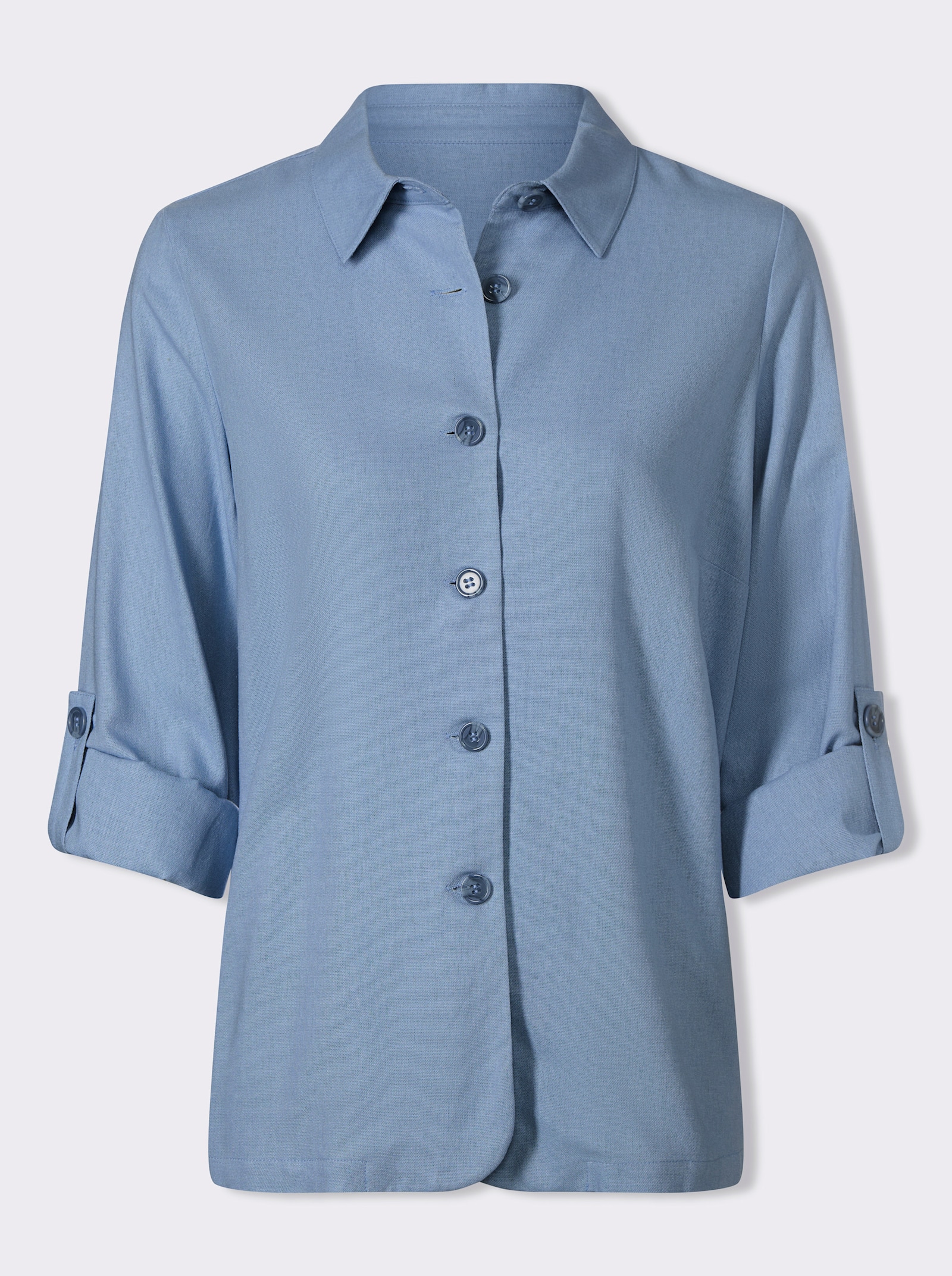 Blusenjacke mit Leinen-Struktur - bleu