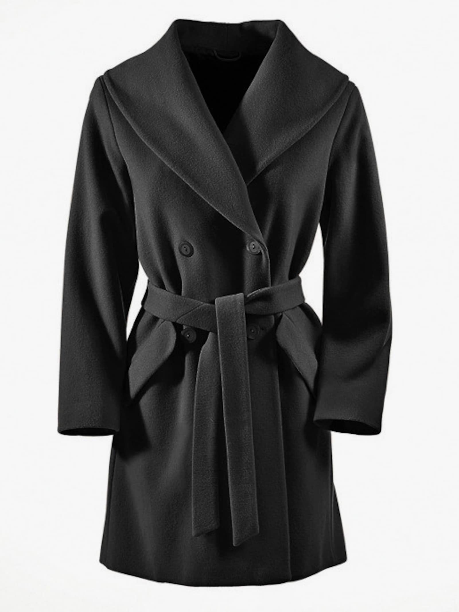 heine Wollen jack met sjaalkraag - zwart