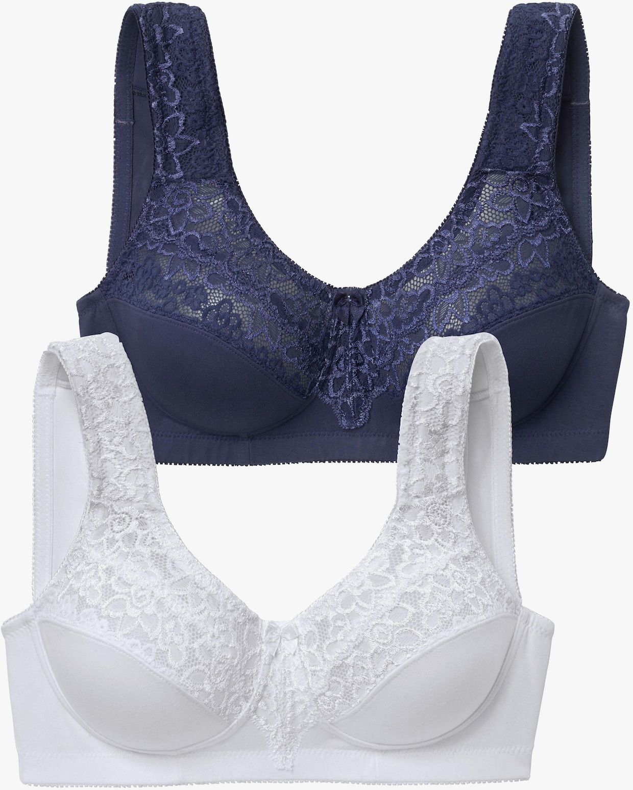 petite fleur Soutien-gorge large - bleu + blanc