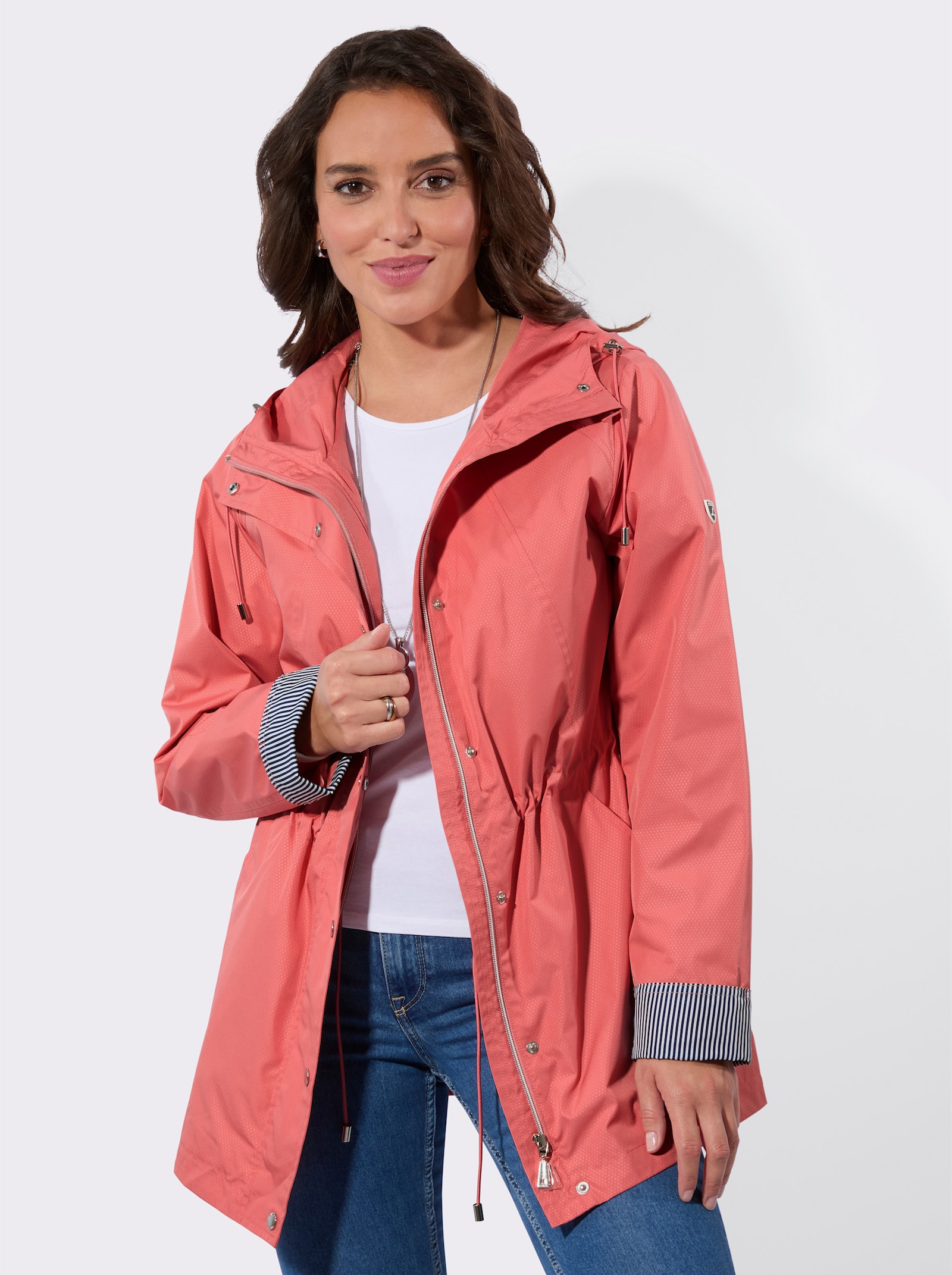 Übergangsjacke mit Streifen-Details - flamingo