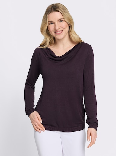Wasserfallpullover aus reiner Viskose - aubergine