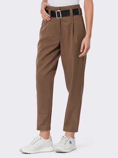 Paperbag-Hose inklusive Gürtel - braun