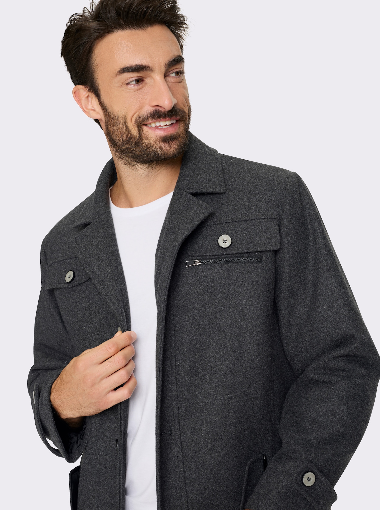 Marco Donati Longjacke in Woll-Optik - graphit-meliert
