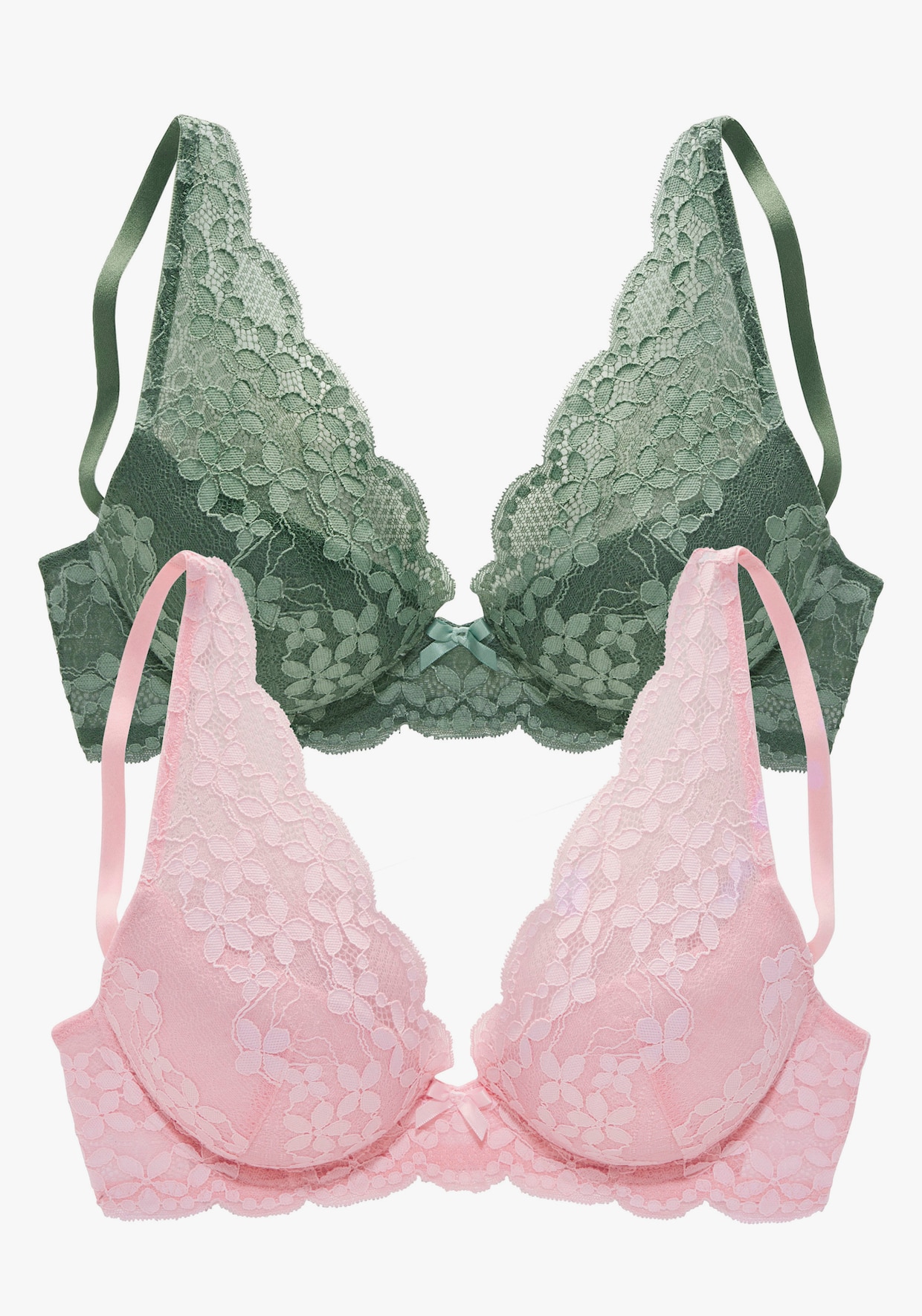 petite fleur Push-up-BH - khaki+rosa