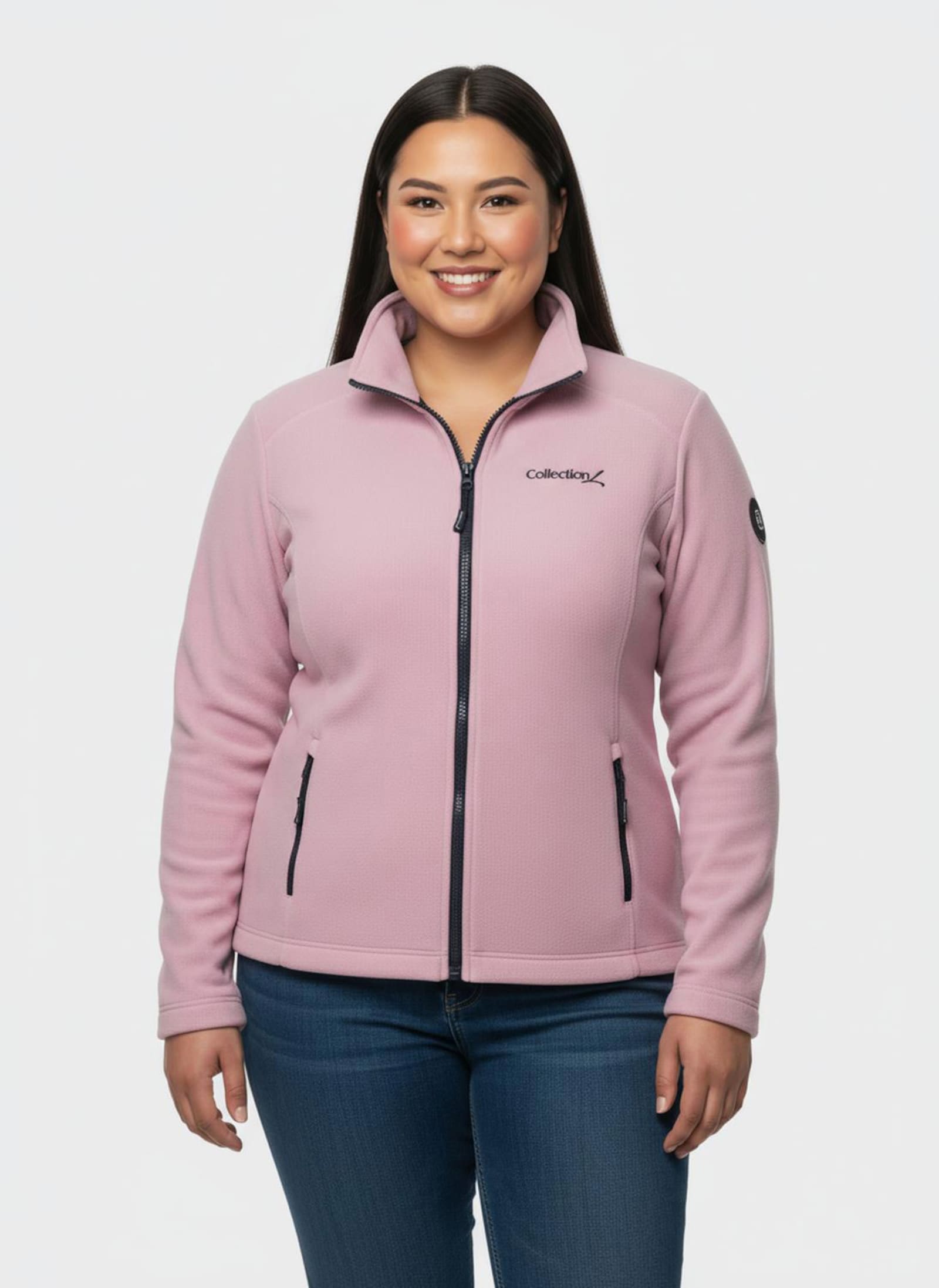 Fleecejacke mit Stickerei - rosé