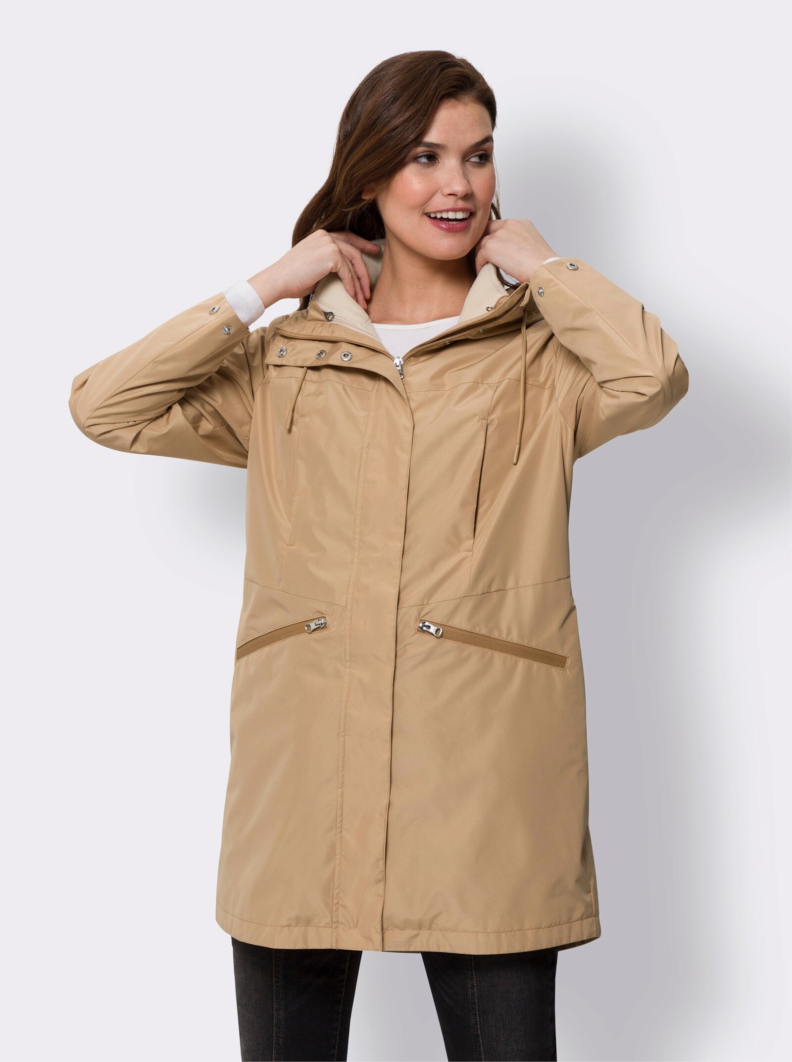heine 2-in-1-jack met uitneembaar gilet - camel/ivoor