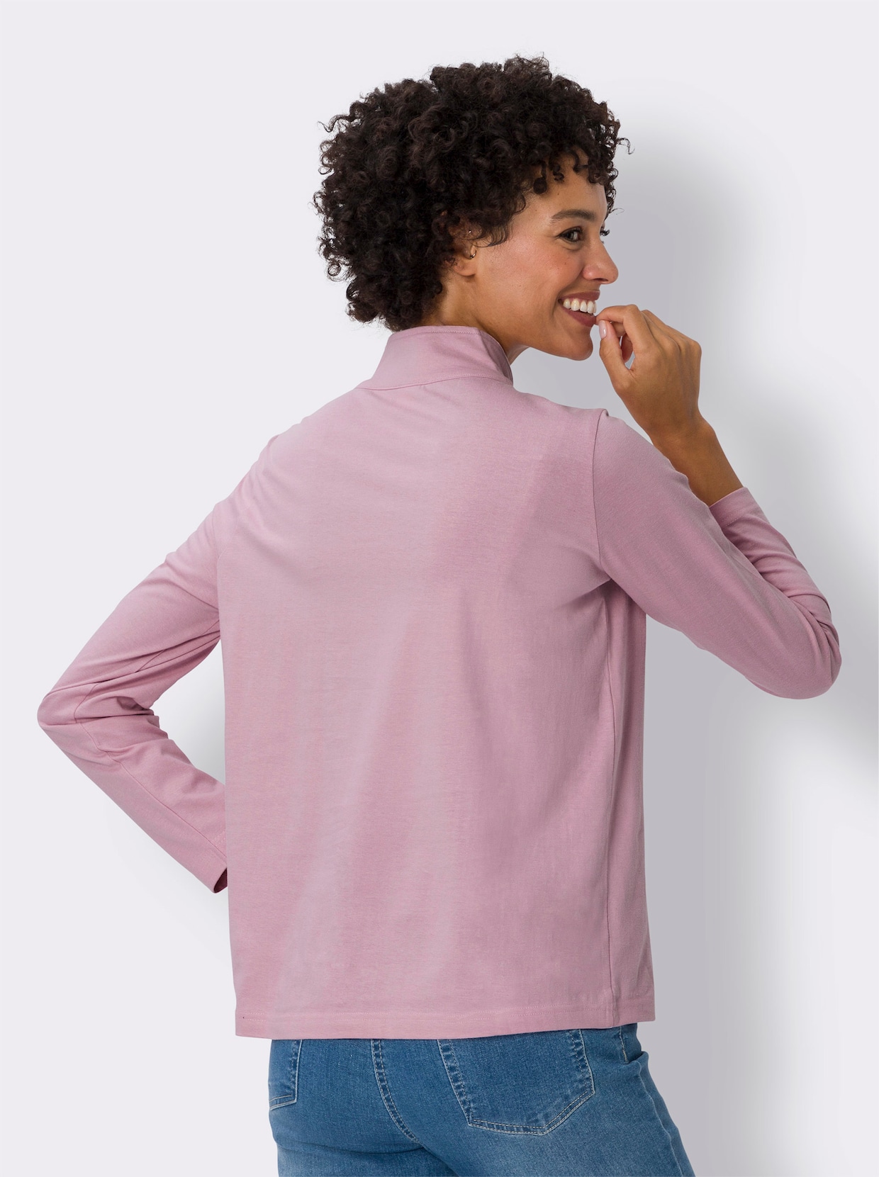 Tričko so stojačikom - svetloružová