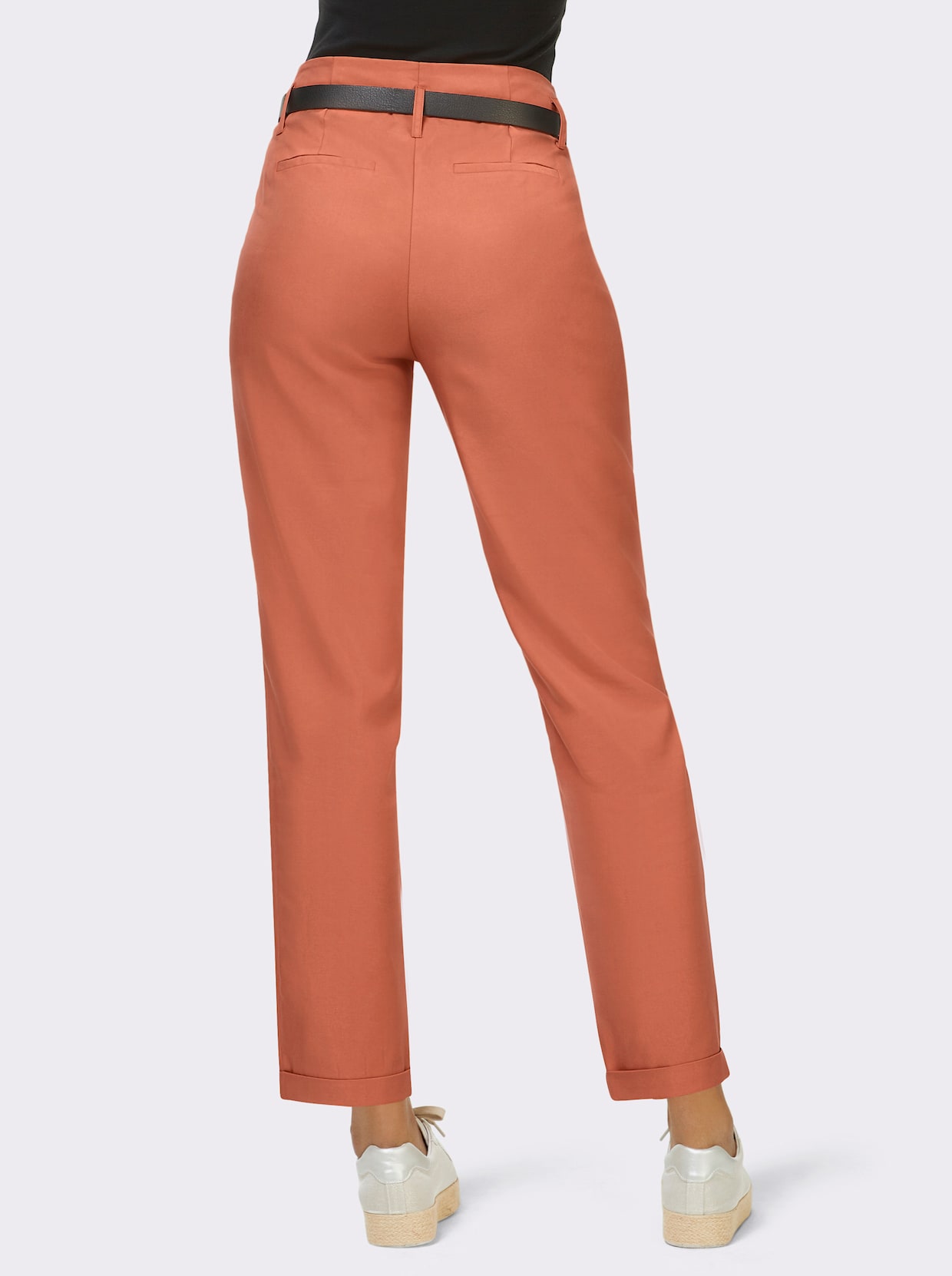 Broek van lyocell en polyester - papaya