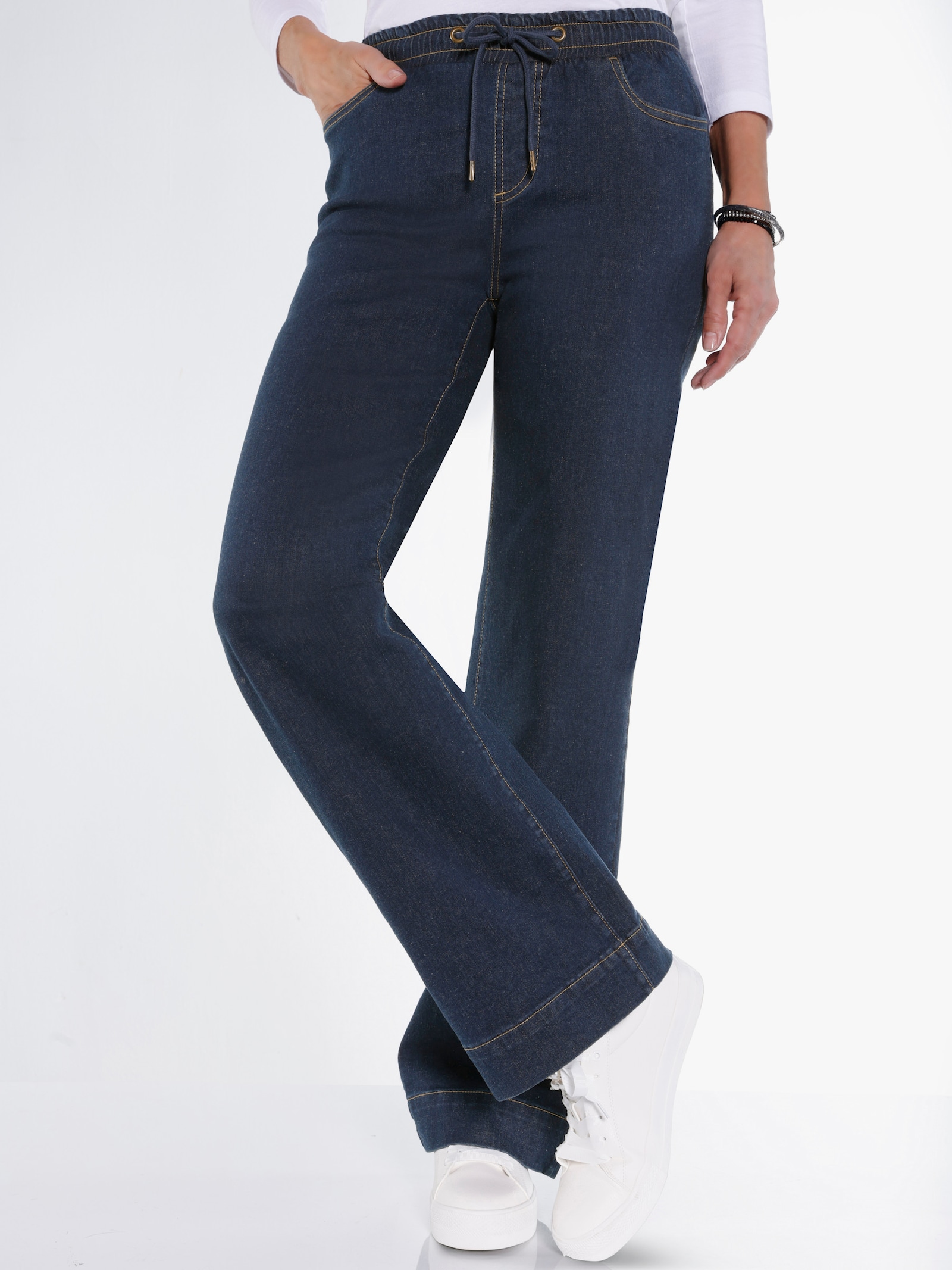 Schlupfjeans mit weitem Bein - dark blue