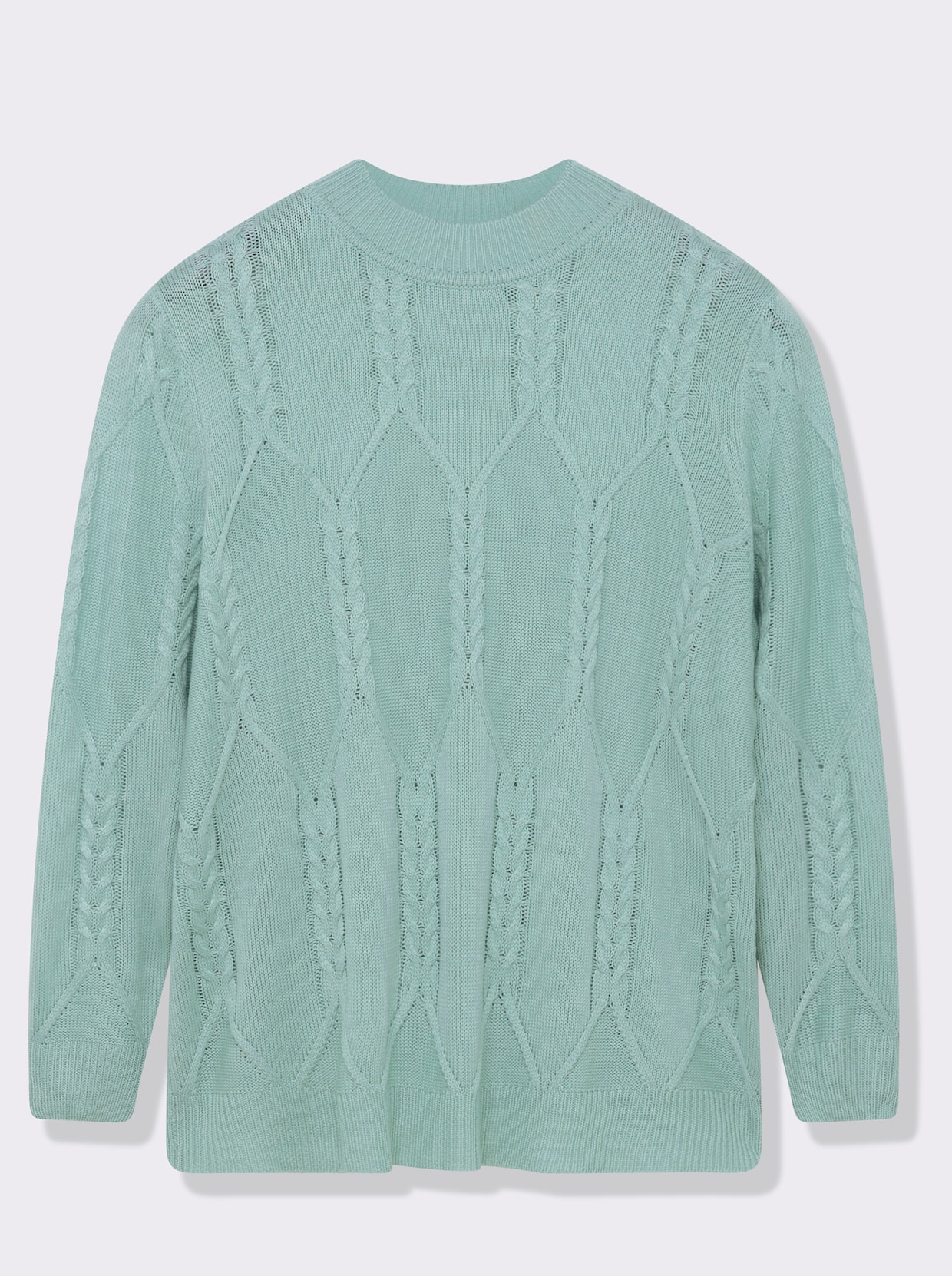 Langarm-Pullover mit Zopfmuster - kalkmint