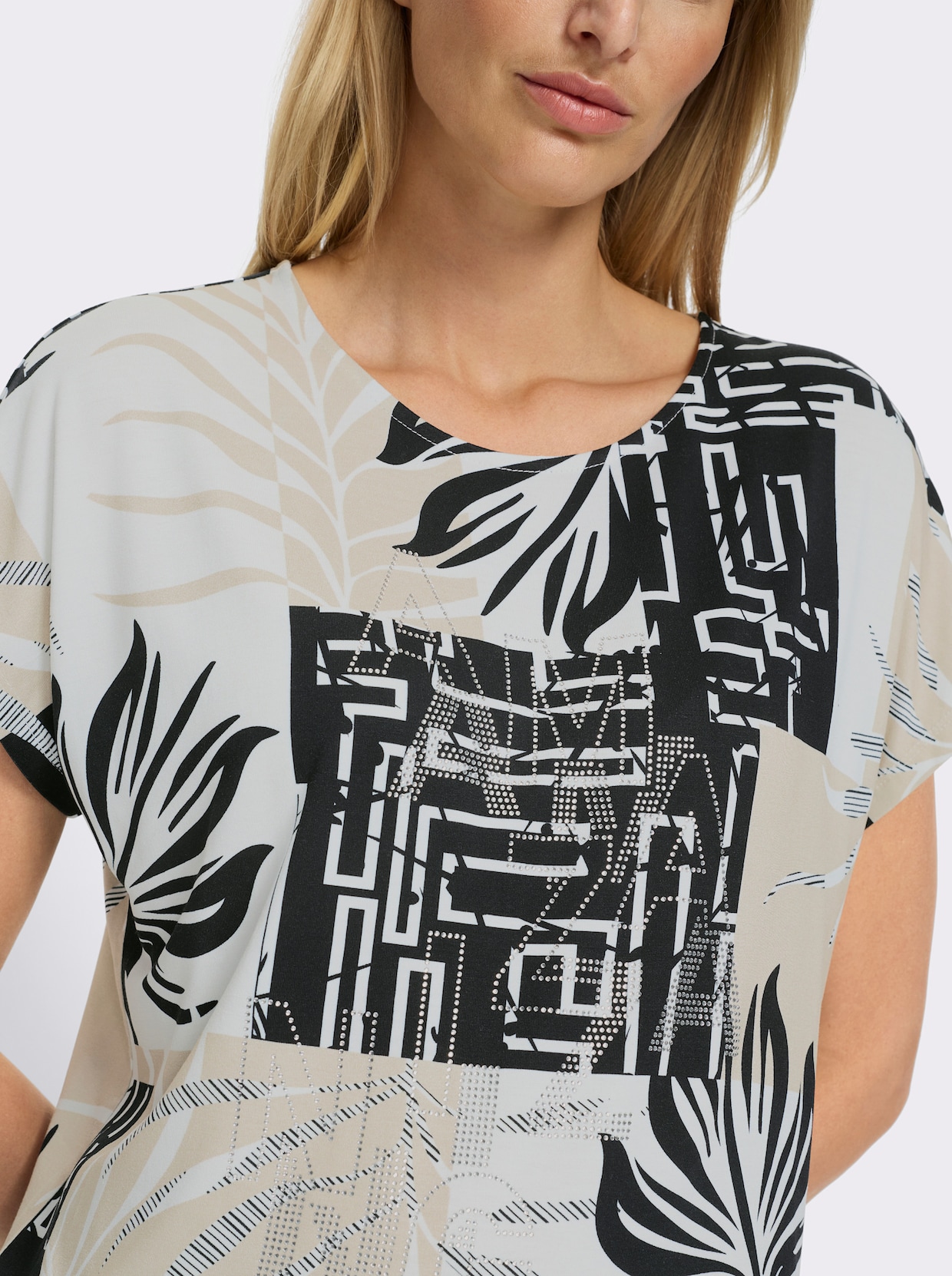 heine T-shirt à manches courtes - sable-noir imprimé