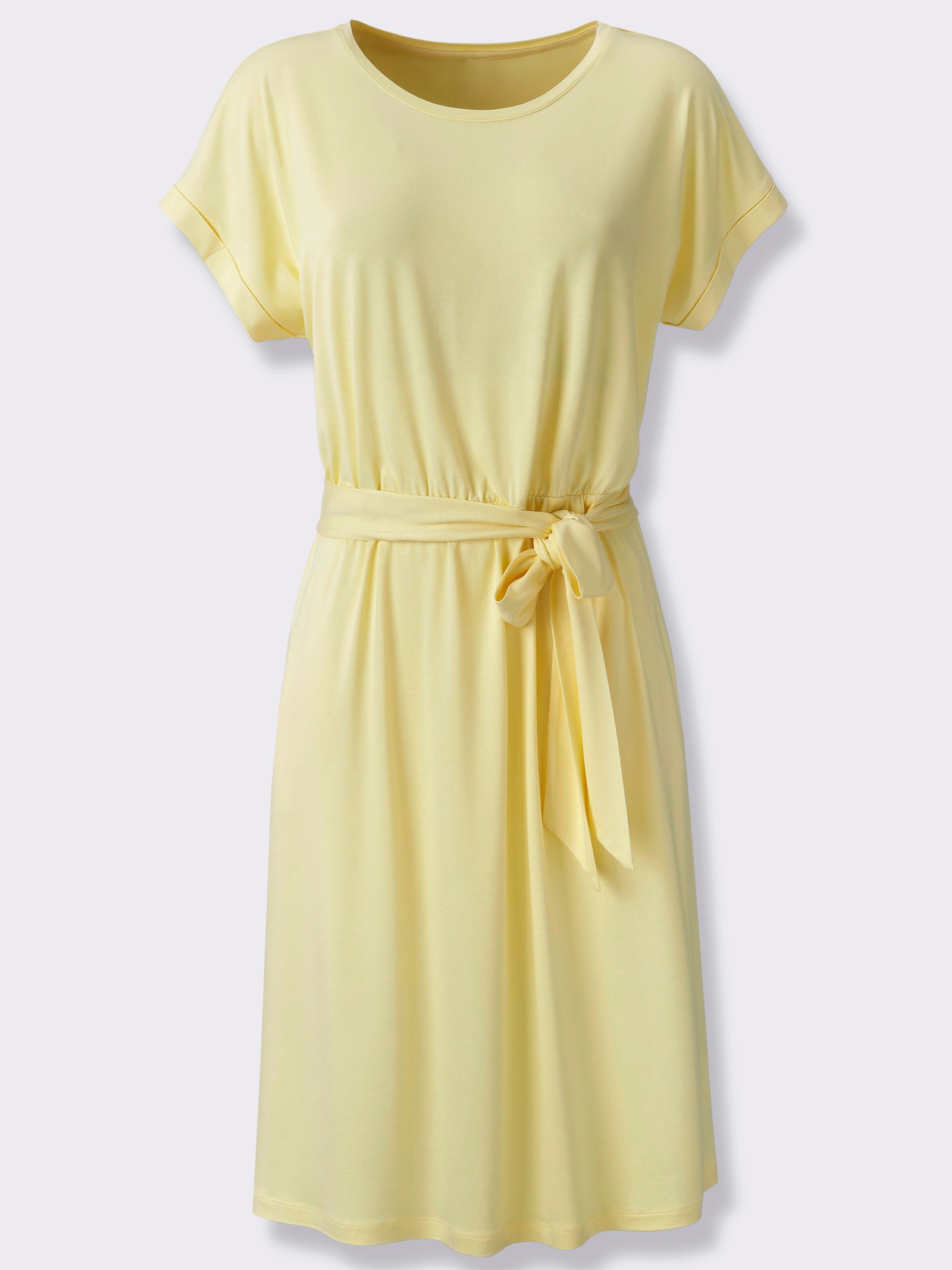 heine Jerseykleid mit Bindegürtel - zitrone