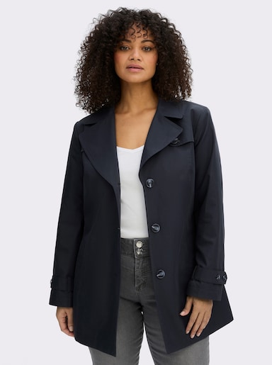 sheego Trenchcoat in kurzer Form, wasserabweisend - tiefblau
