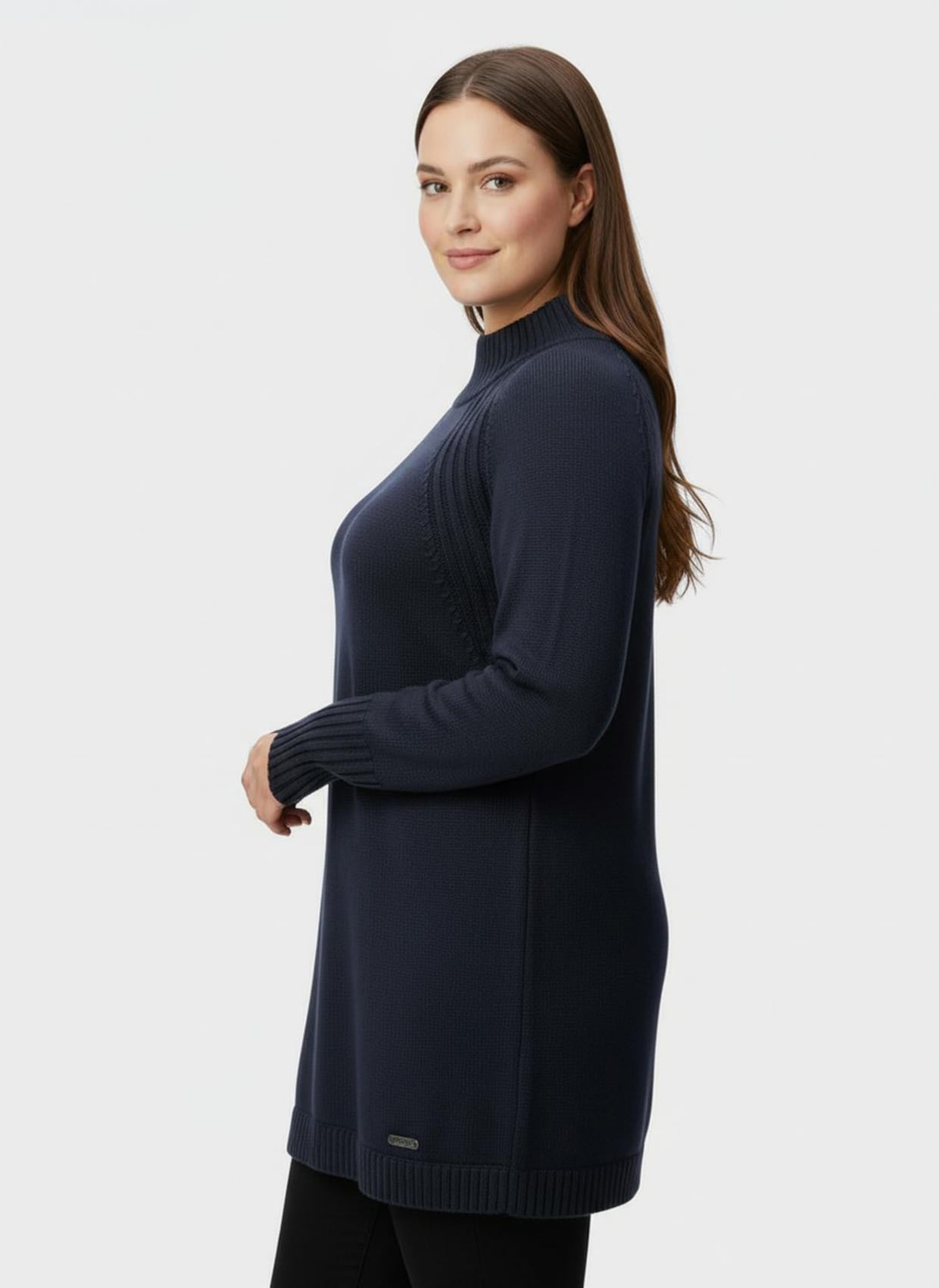 Longpullover mit abgerundetem Saum - marine