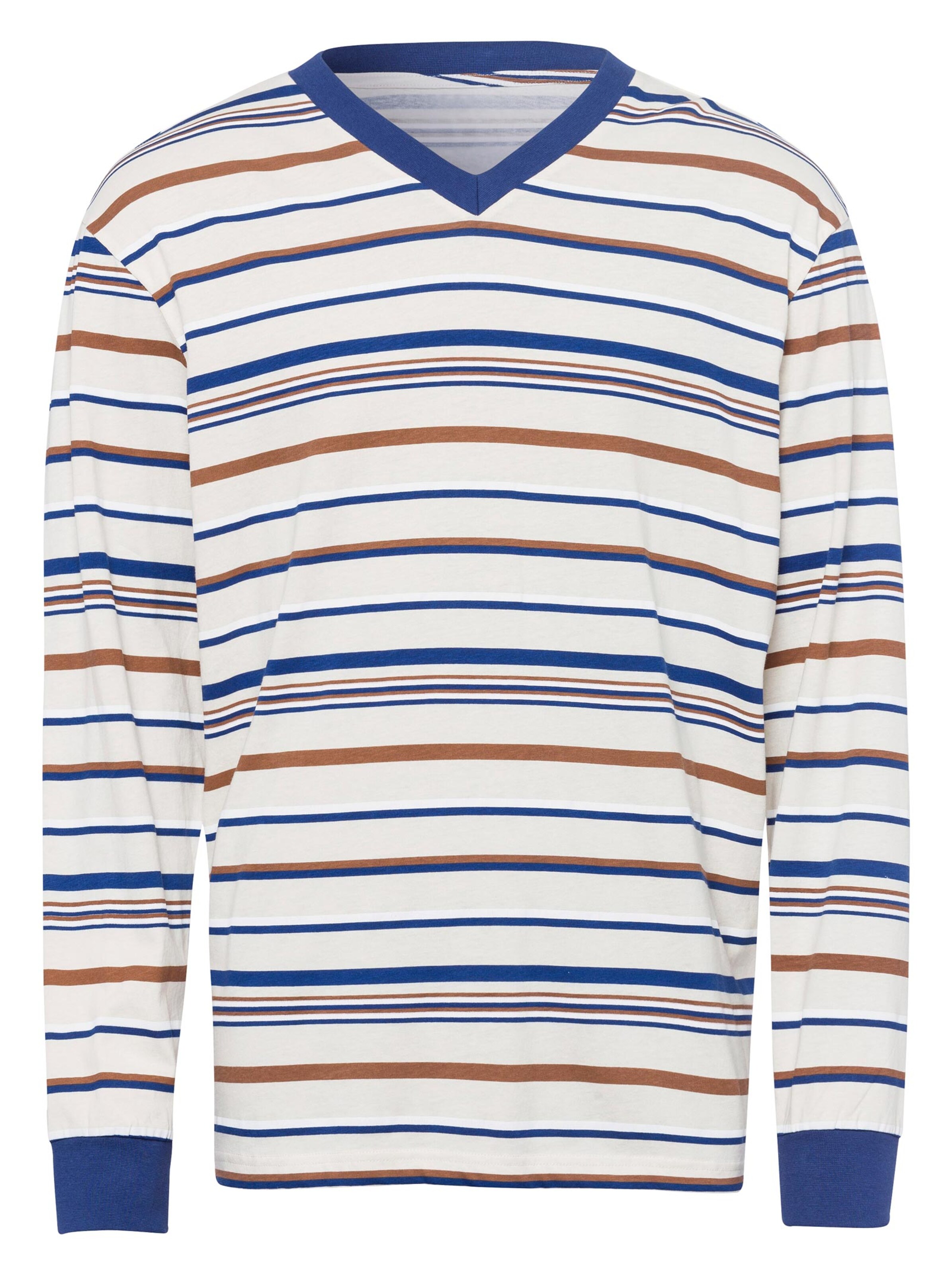 Schlafanzug - ecru-blau-gestreift