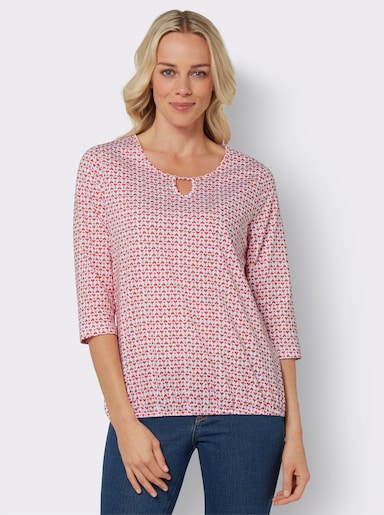 Shirt met 3/4-mouw - ecru/grapefruit gedessineerd