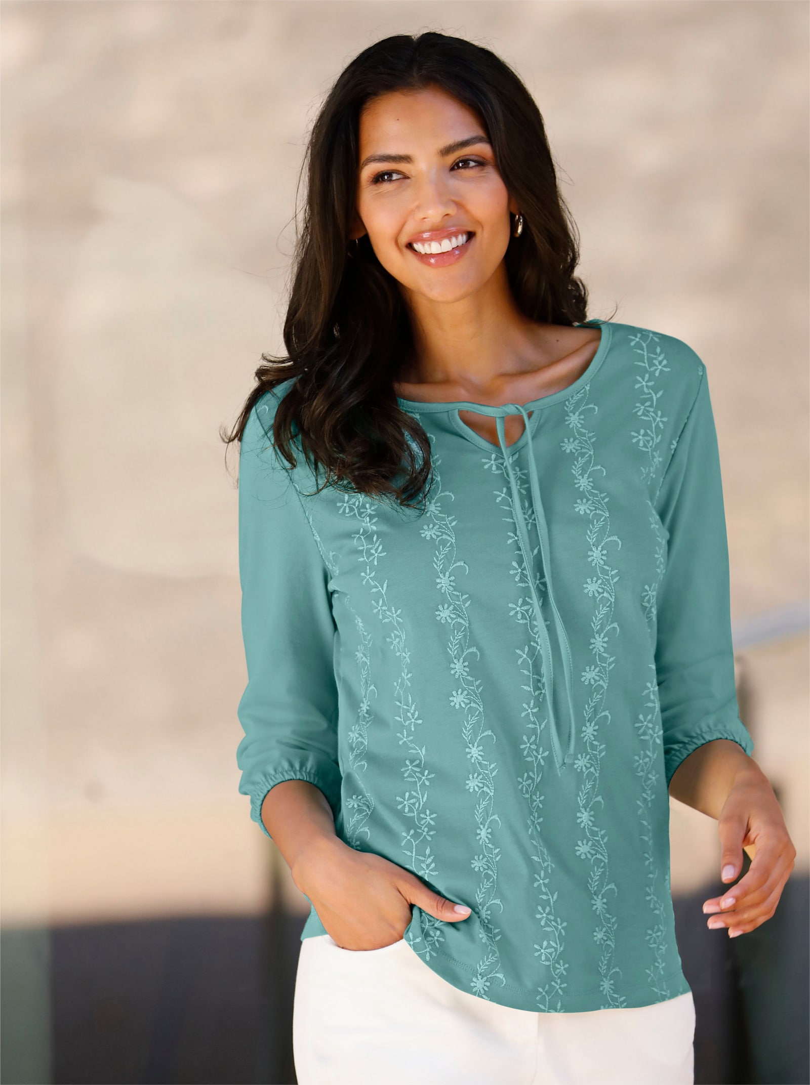 Tričko s 3/4 rukávem - šalvějová