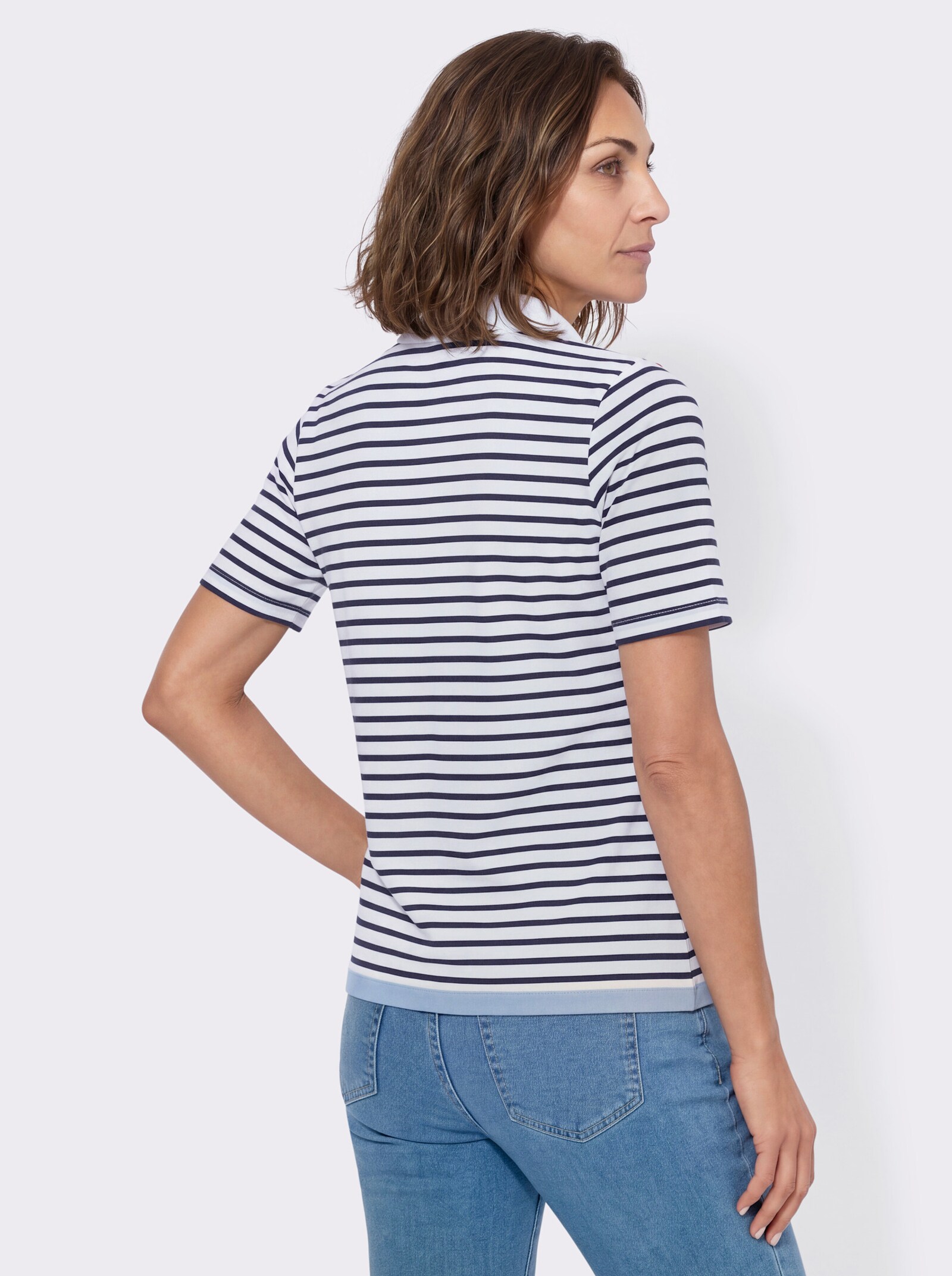 Poloshirt im Mustermix - marine-weiß-geringelt