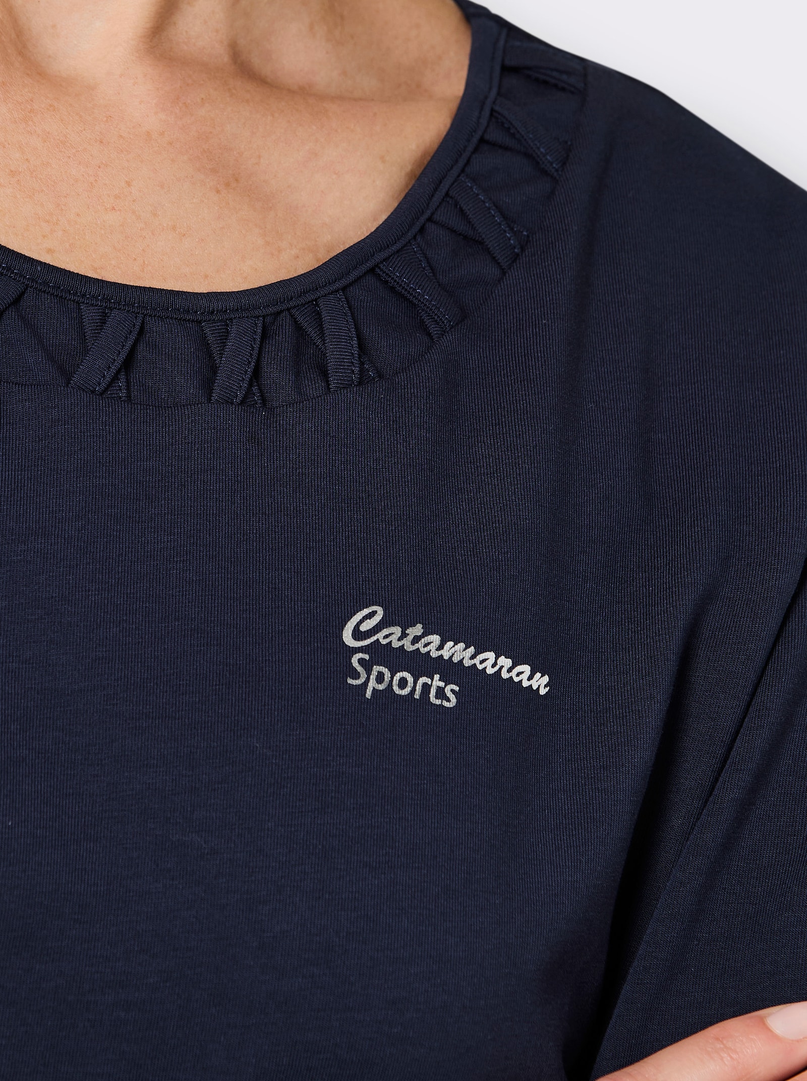 Catamaran Sports Vrijetijdsshirt met decoratieve bies - marine