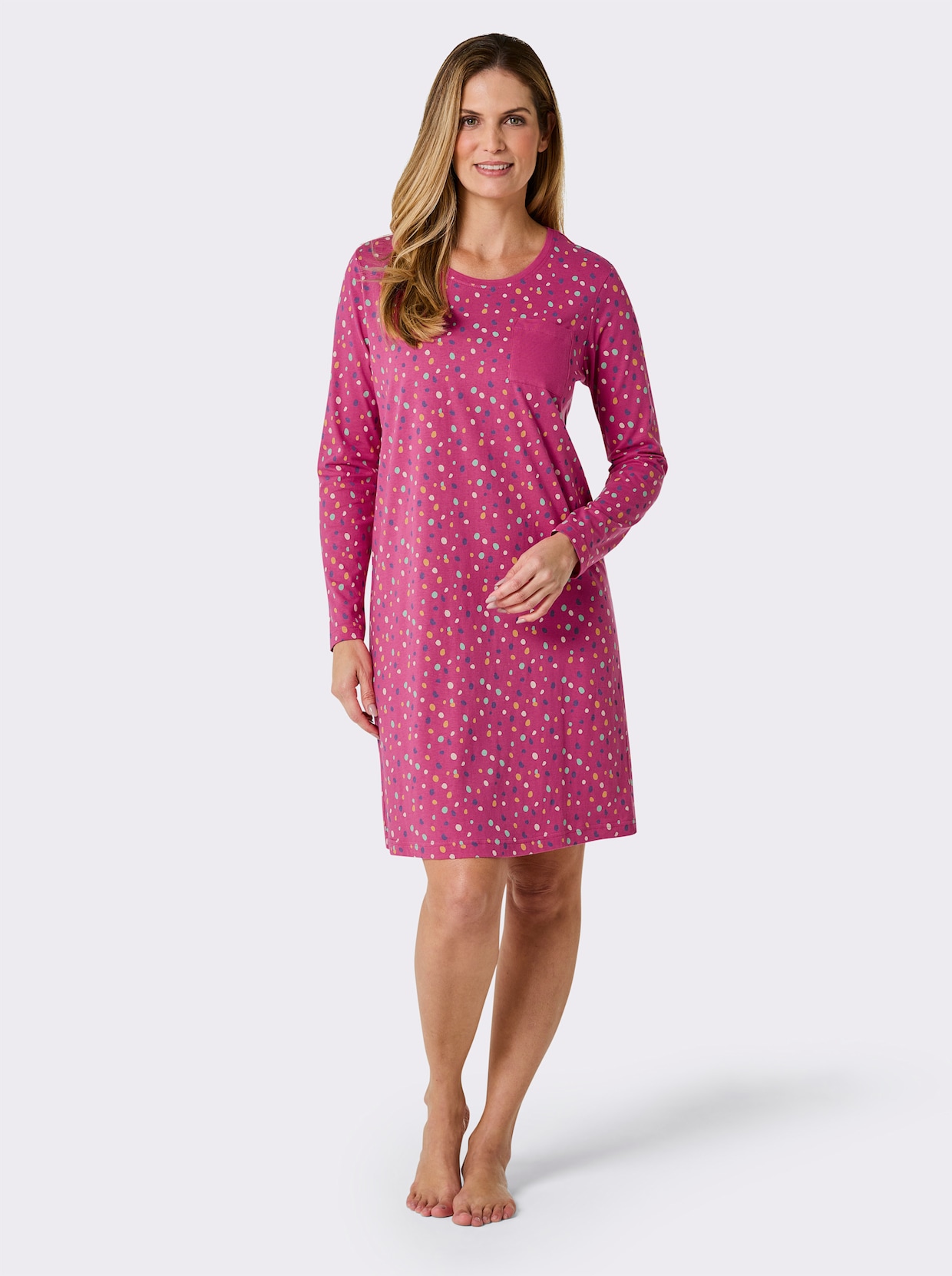 wäschepur Slaapshirts - fuchsia bedrukt + fuchsia