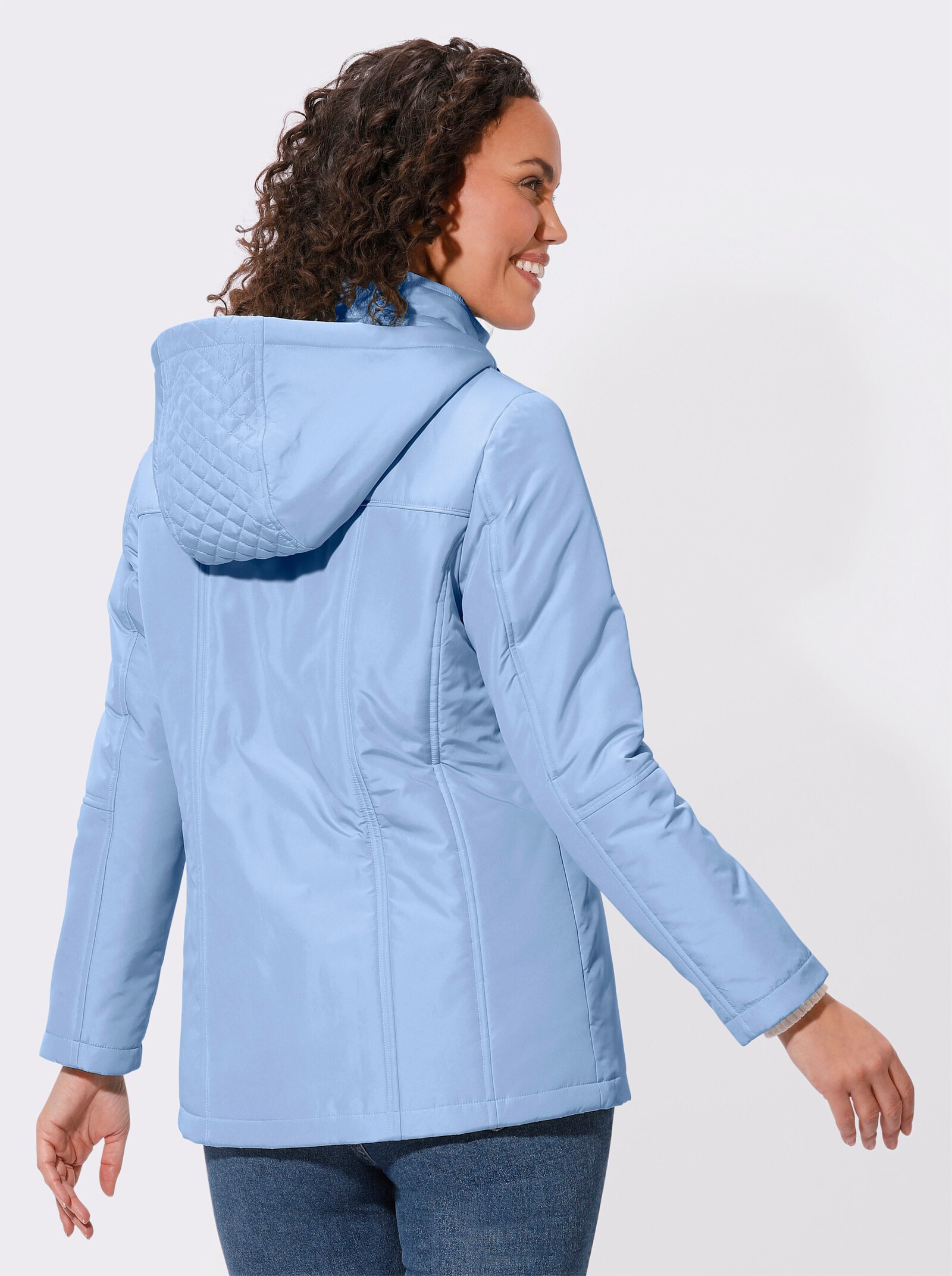 Steppjacke mit abnehmbarer Kapuze - eisblau