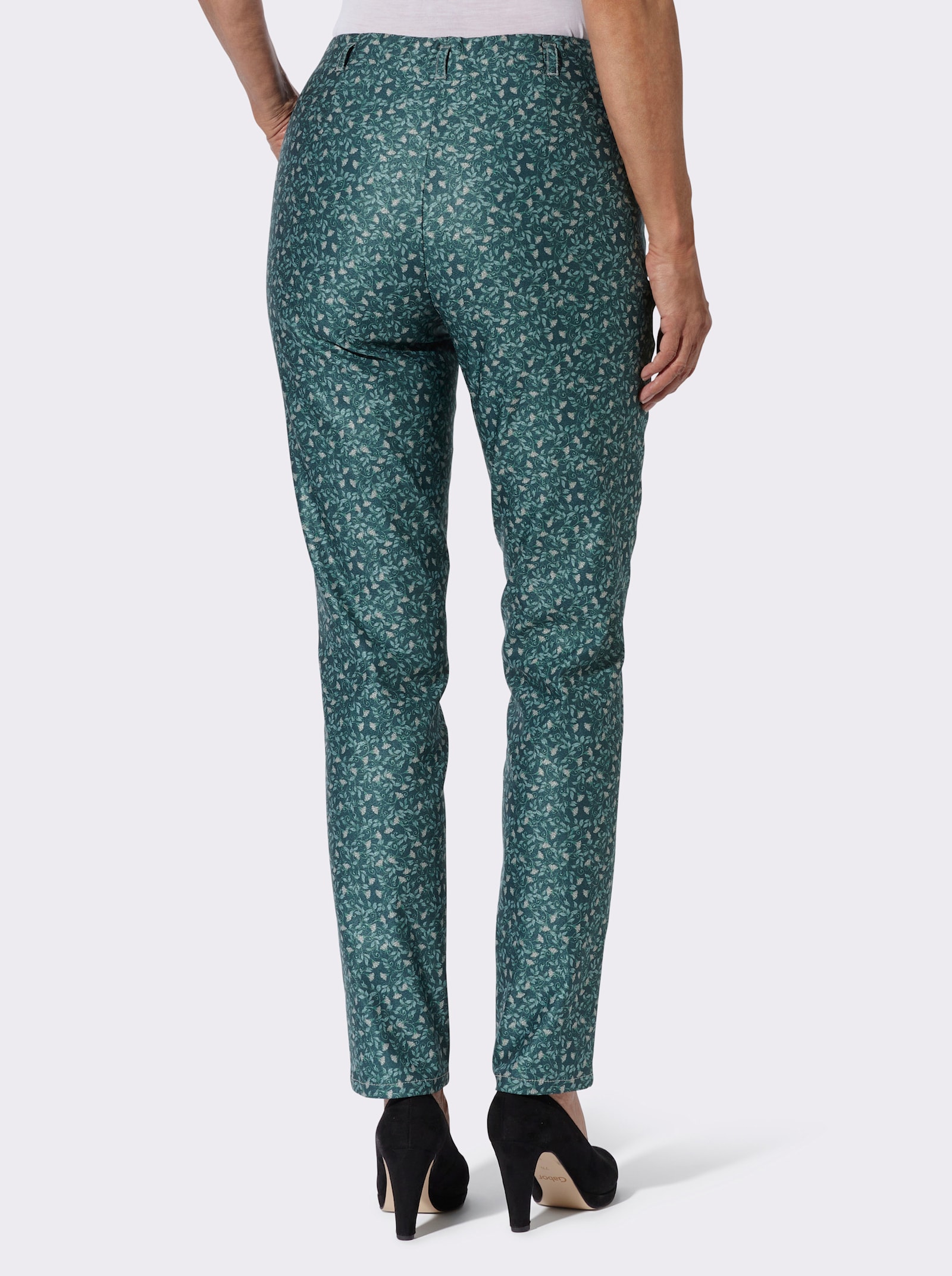 Cosma Schlupfhose mit Blüten- und Blätterdruck - petrol-bedruckt