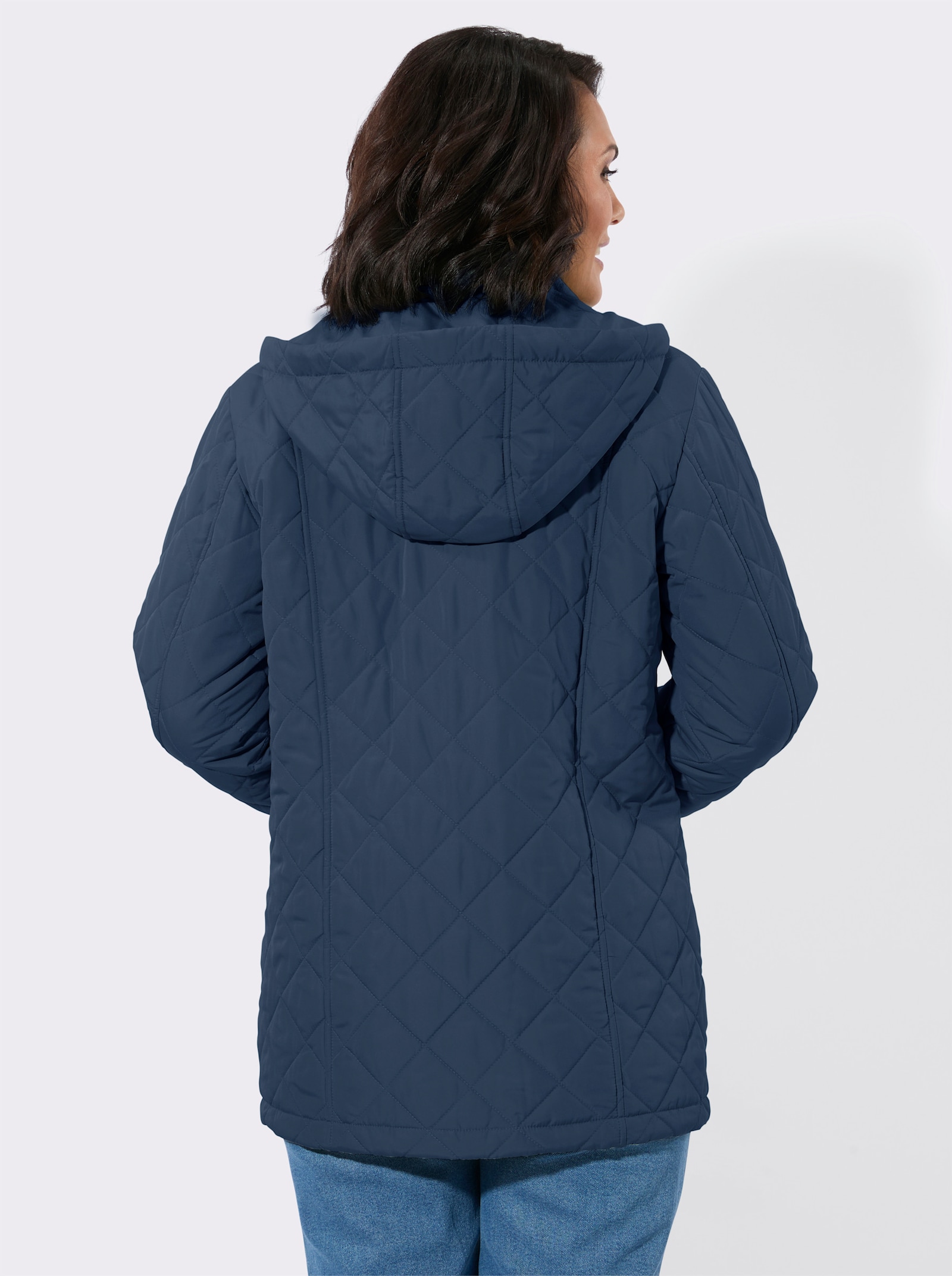 Steppjacke mit Druckknopf-Taschen - dunkelblau