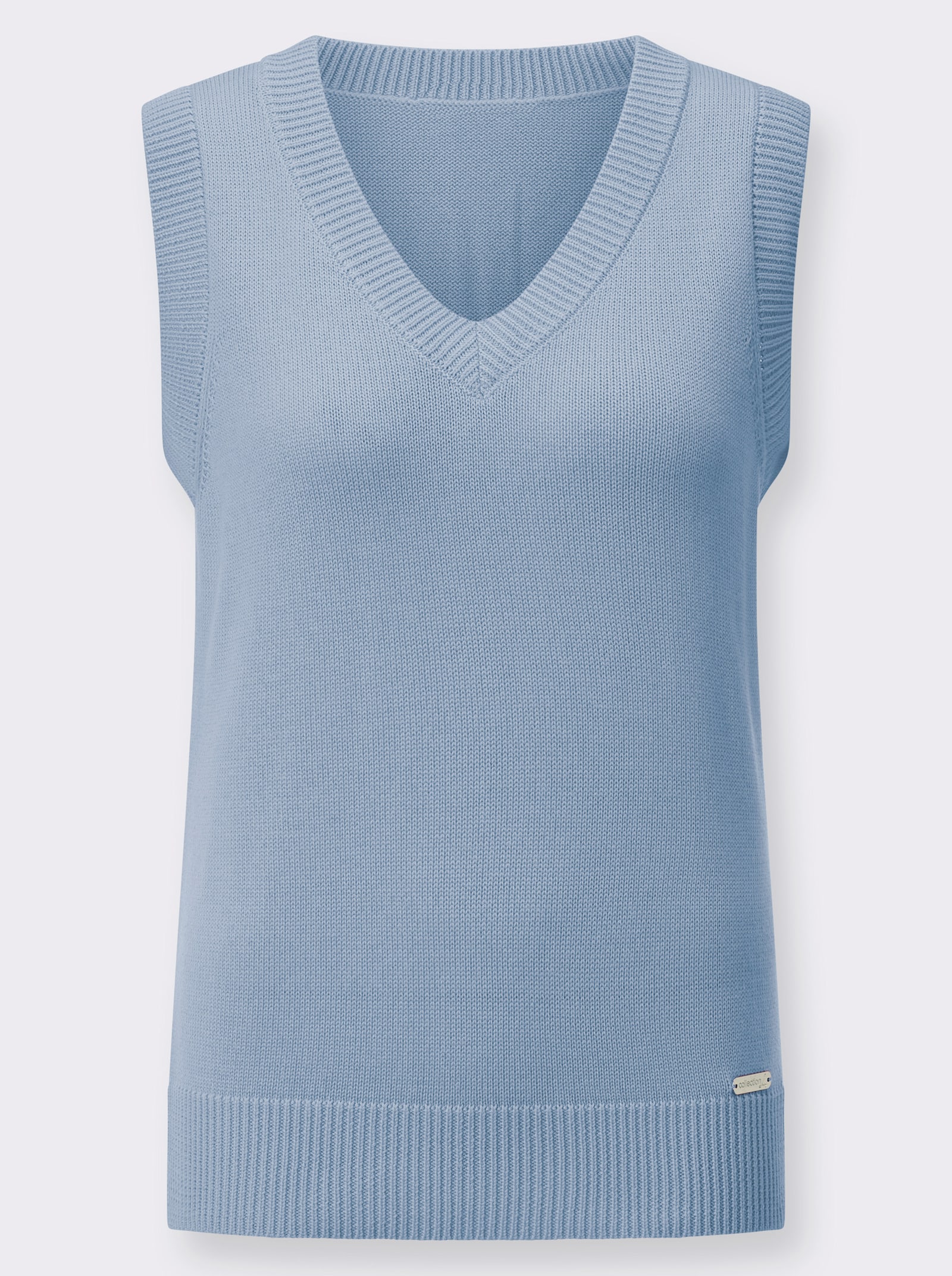 Pullunder mit Ripp-Abschlüssen - eisblau