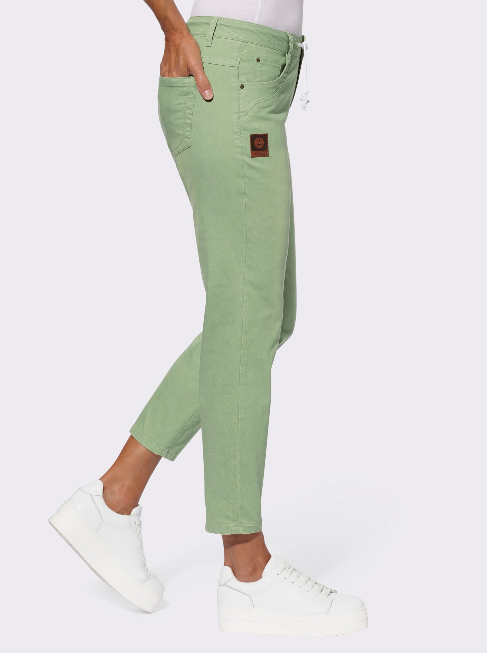 5-pocketjeans in enkellange snit - eucalyptus