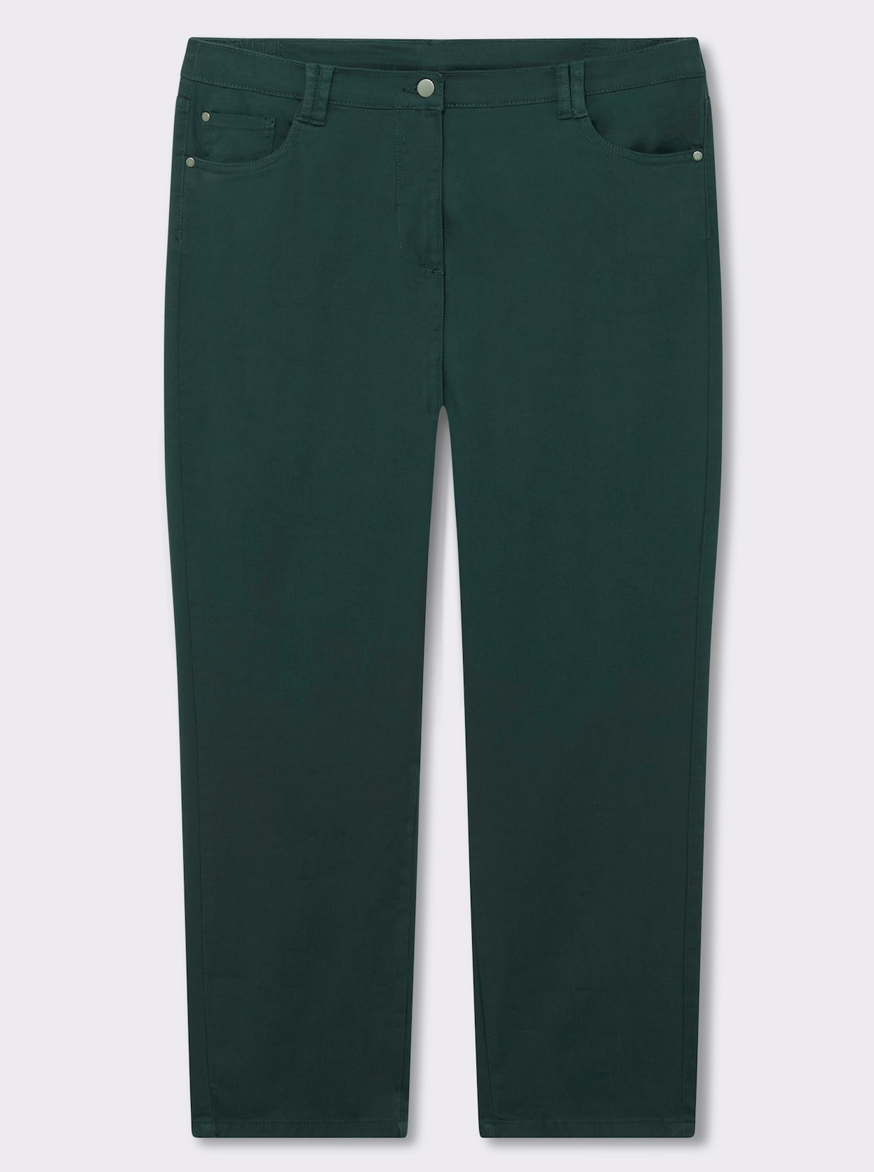 Stretch-Hose mit Nieten an den Taschen - tannengrün