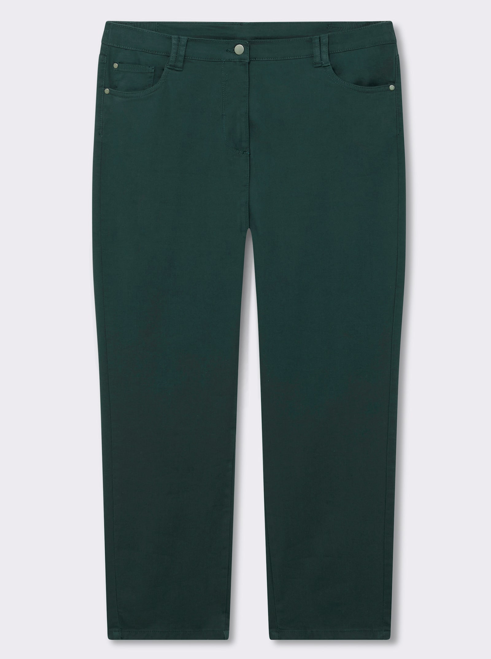 Stretch-Hose mit Nieten an den Taschen - tannengrün
