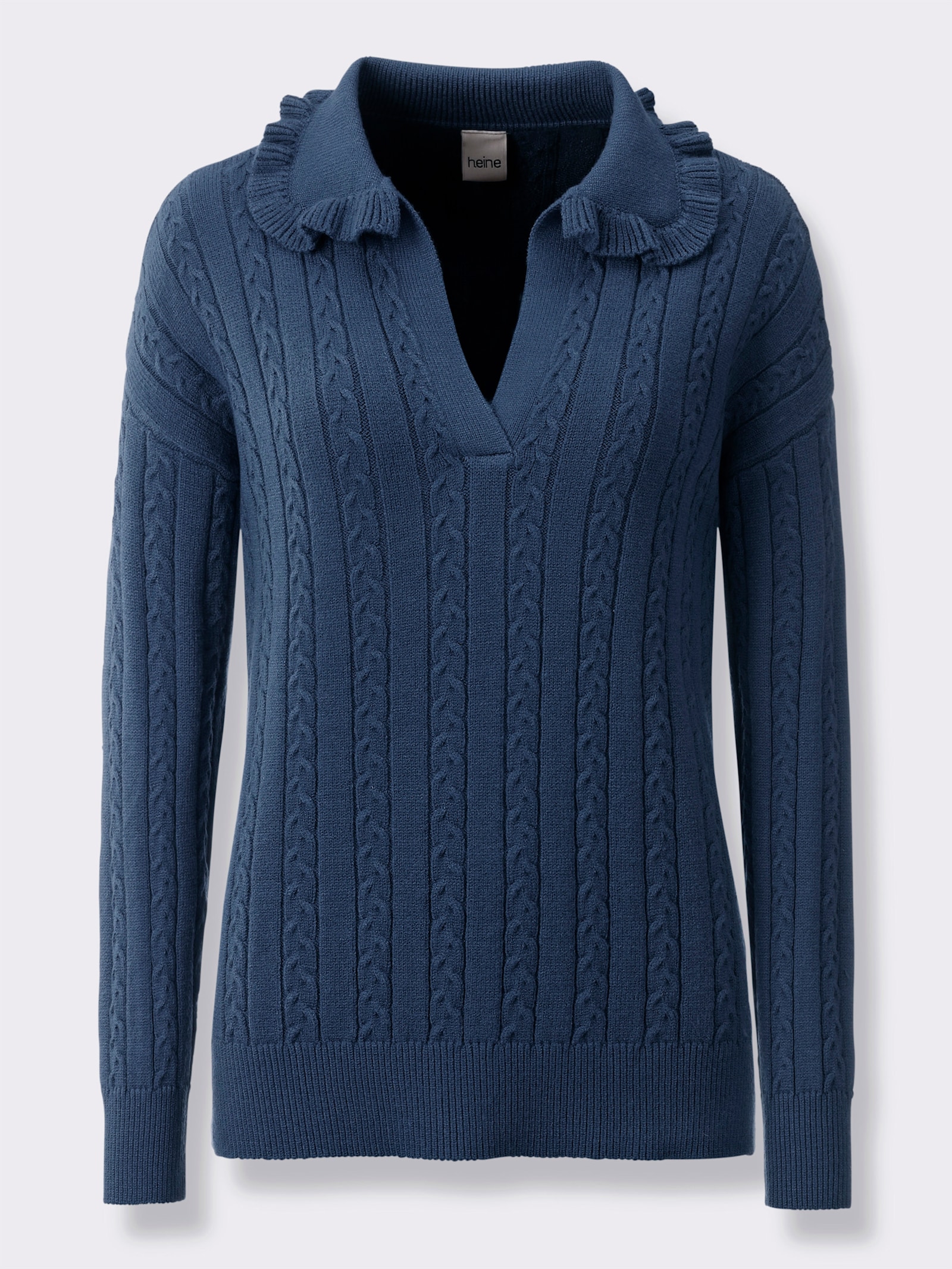 heine Langarm-Pullover mit Zopfmuster - dunkelblau