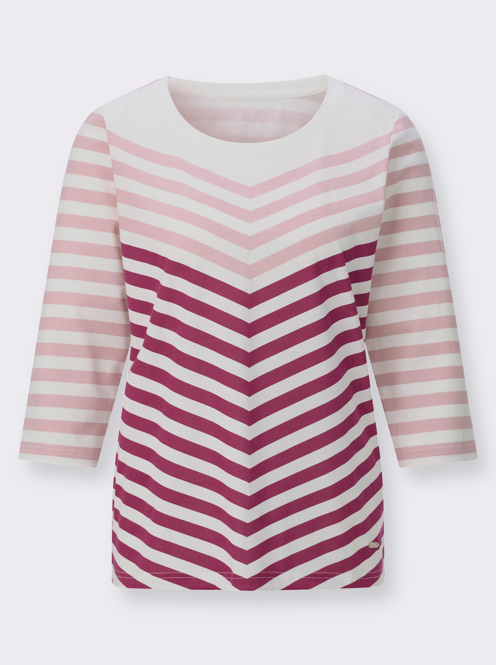 3/4-Arm-Shirt mit Rundhalsausschnitt - hortensie-malve-bedruckt