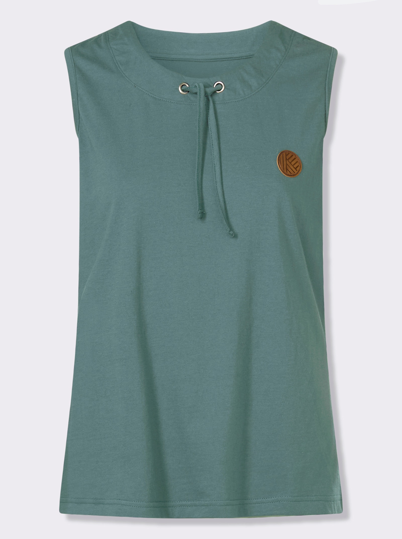 Shirttop mit Bindeband am Ausschnitt - jade