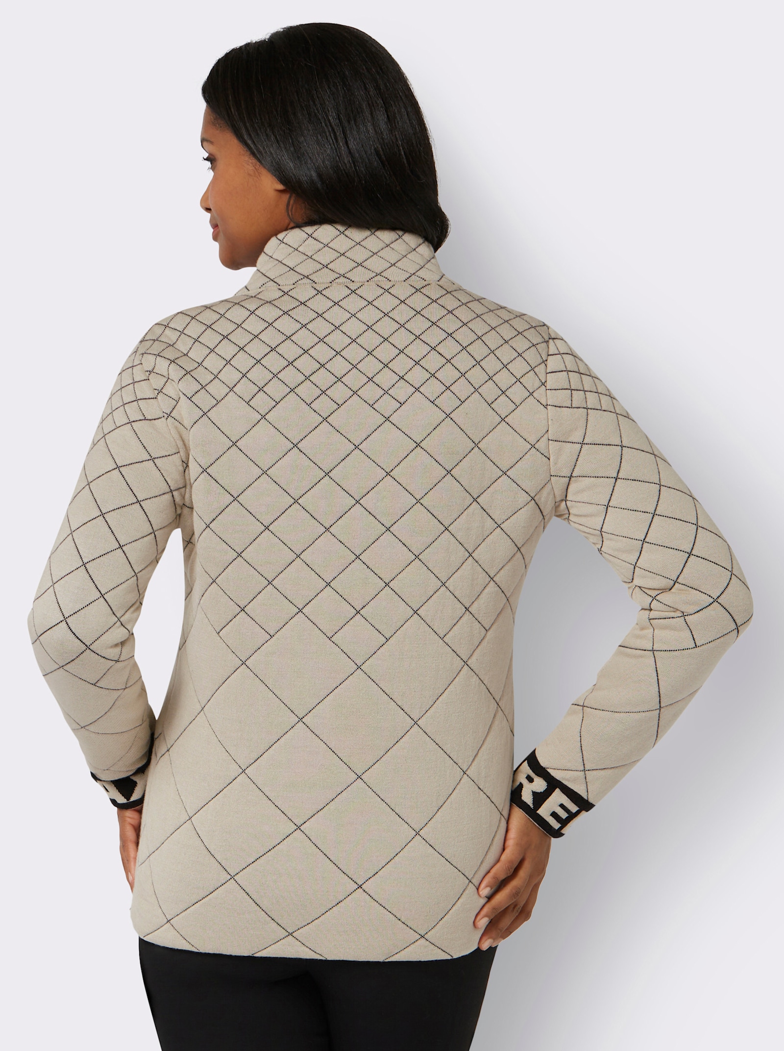 Strickjacke im Rauten-Muster, gesteppt - sand