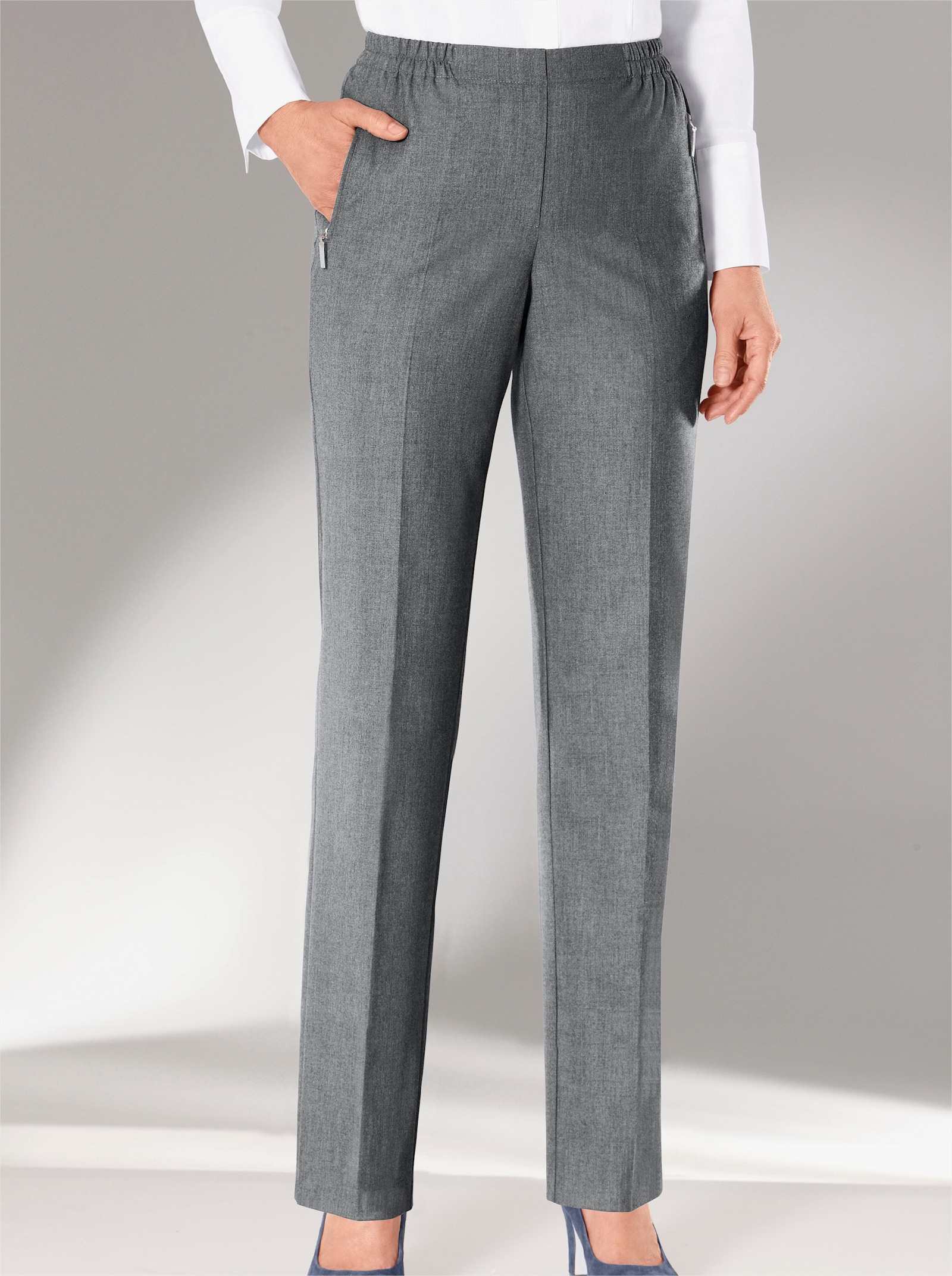 Adelina by Scheiter Hose in angerauter Winter-Qualität - grau-meliert