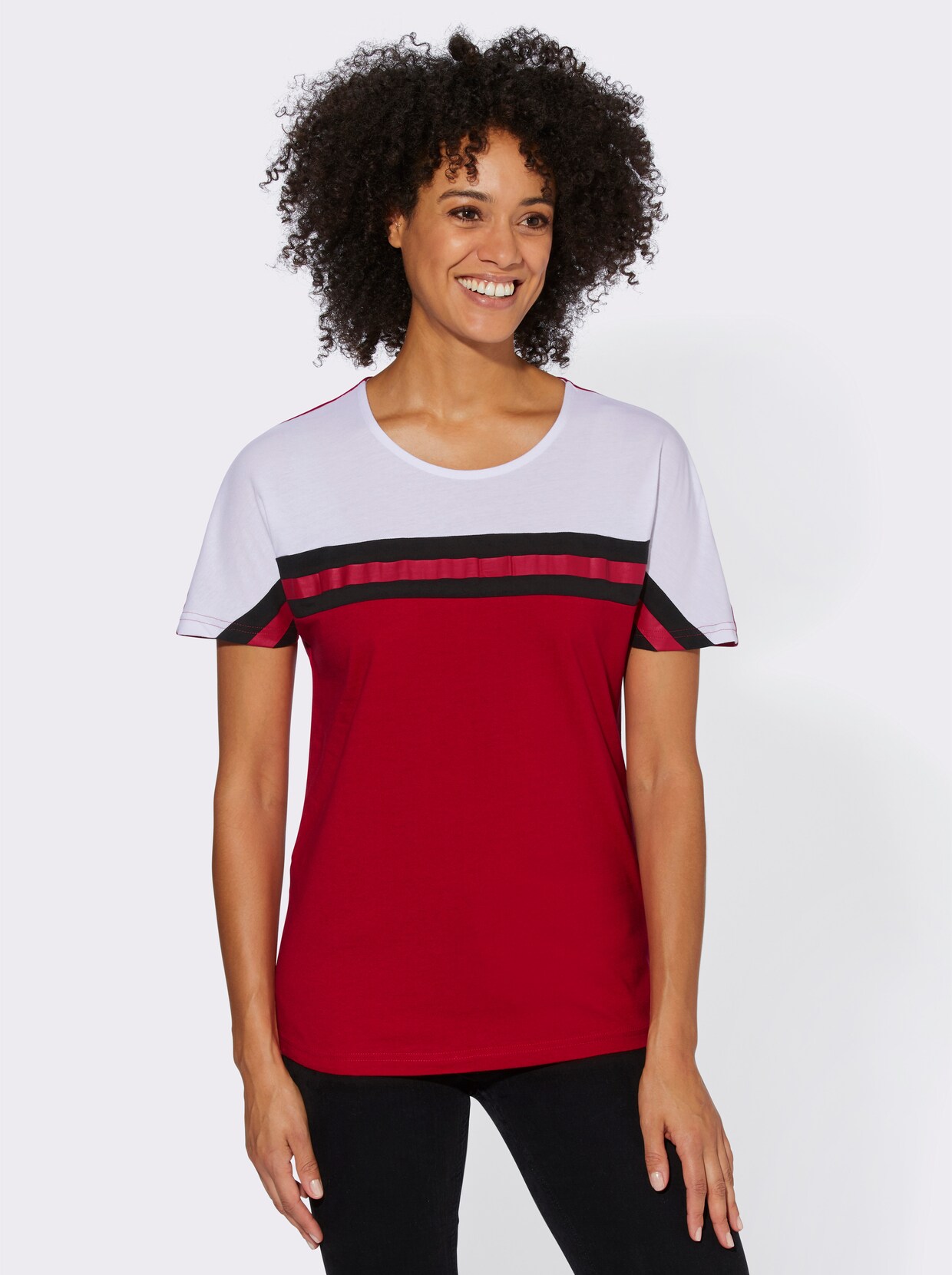 Shirt met korte mouwen - ecru/rood