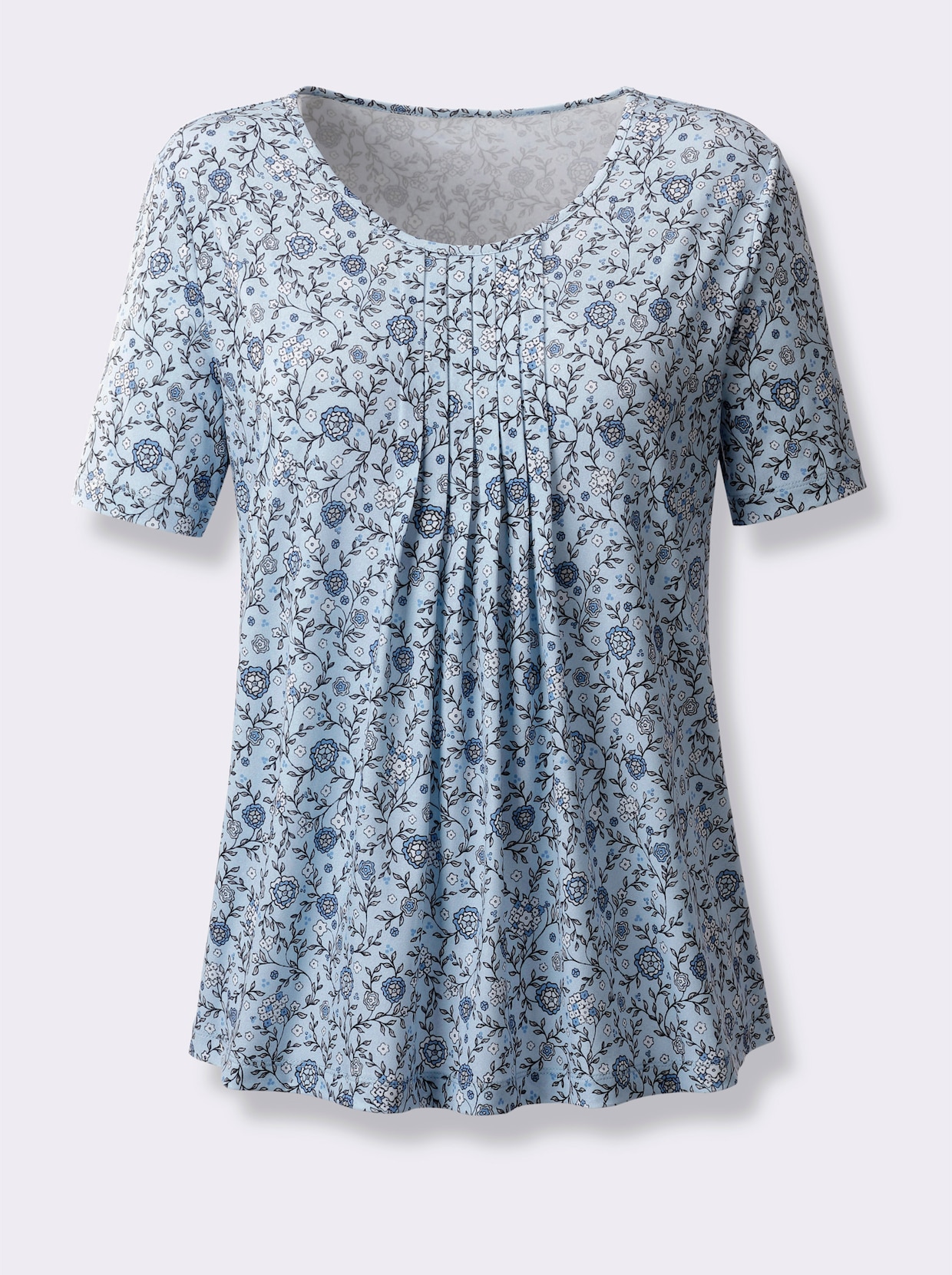 Print-Shirt - hellblau-jeansblau-bedruckt