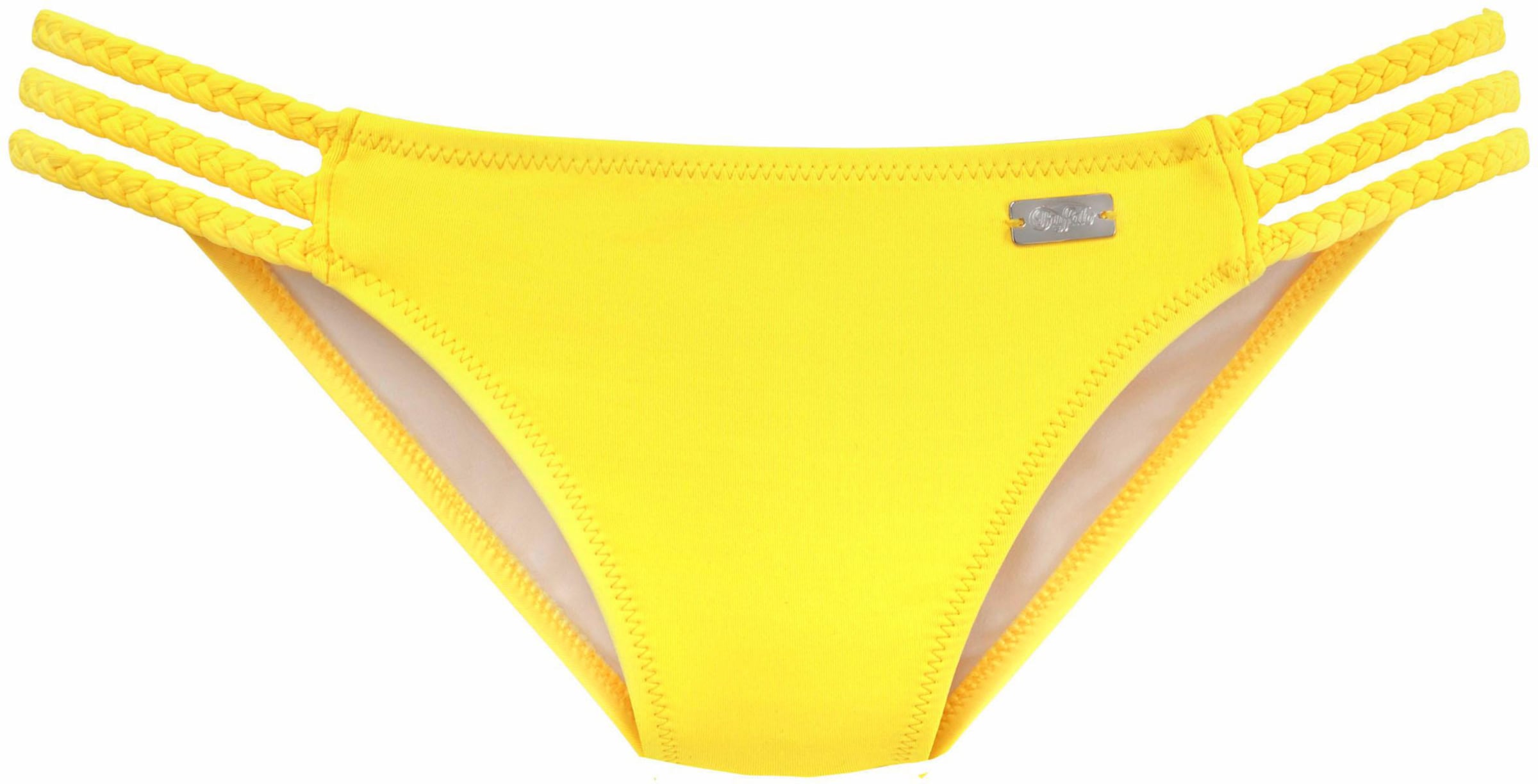 Hose günstig Kaufen-Bikini-Hose in gelb von Buffalo. Bikini-Hose in gelb von Buffalo <![CDATA[In den angesagten Trendfarben der Saison. Mit drei geflochtenen Bändern seitlich. In Gelb, Türkis, Rosa, Blau gefüttert. Softe Microfaser-Qualität.]]>. 