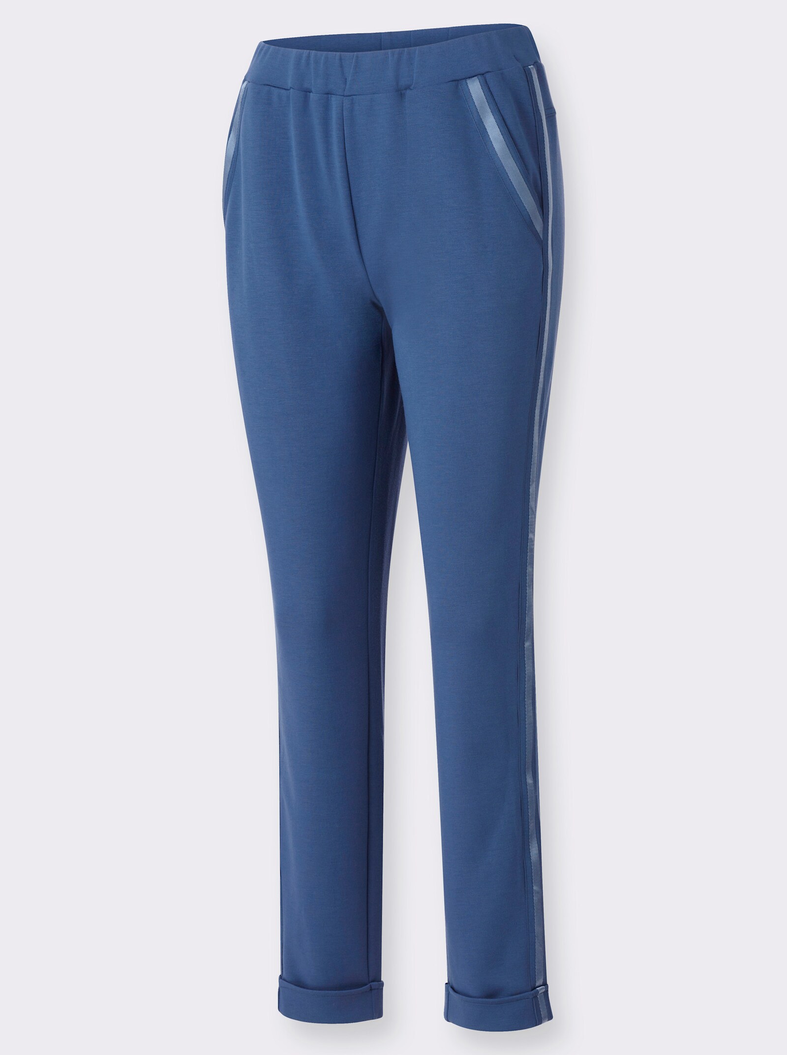 Jogg Pants mit Ripsband-Verzierung - jeansblau