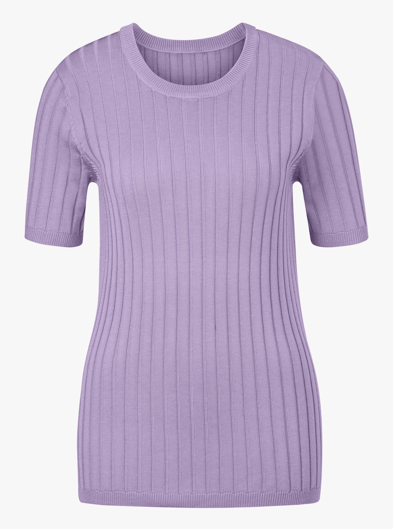 Kurzarmpullover in Ripp-Qualität - flieder