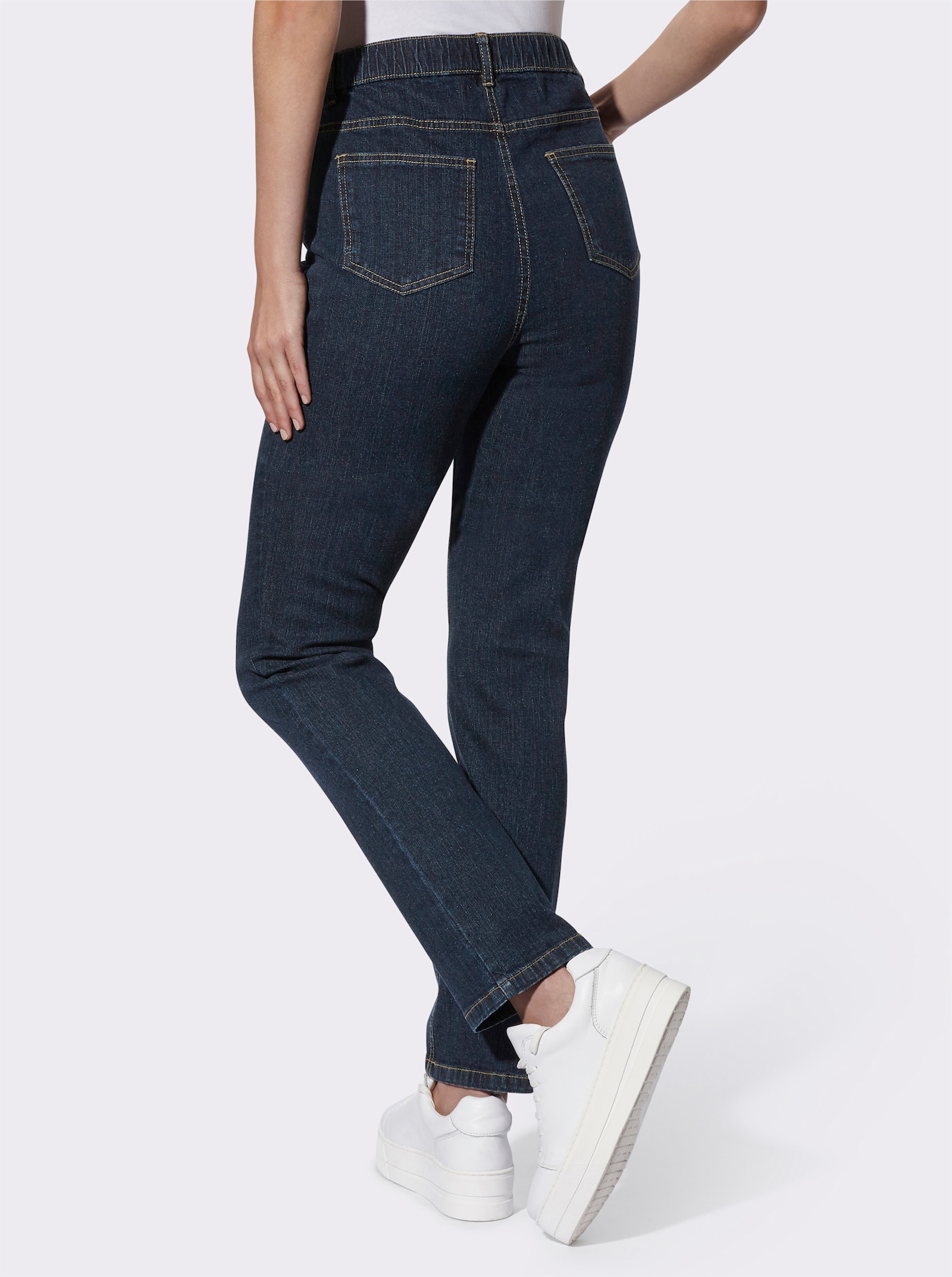 Džínsy s elastickým pásom - tmavomodrá