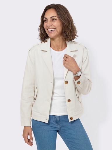Jeansjacke mit Pattentaschen - ecru