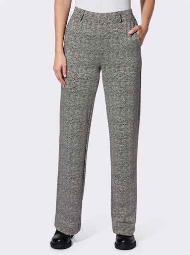 heine Jerseyhose - schwarz-ecru Fischgrat