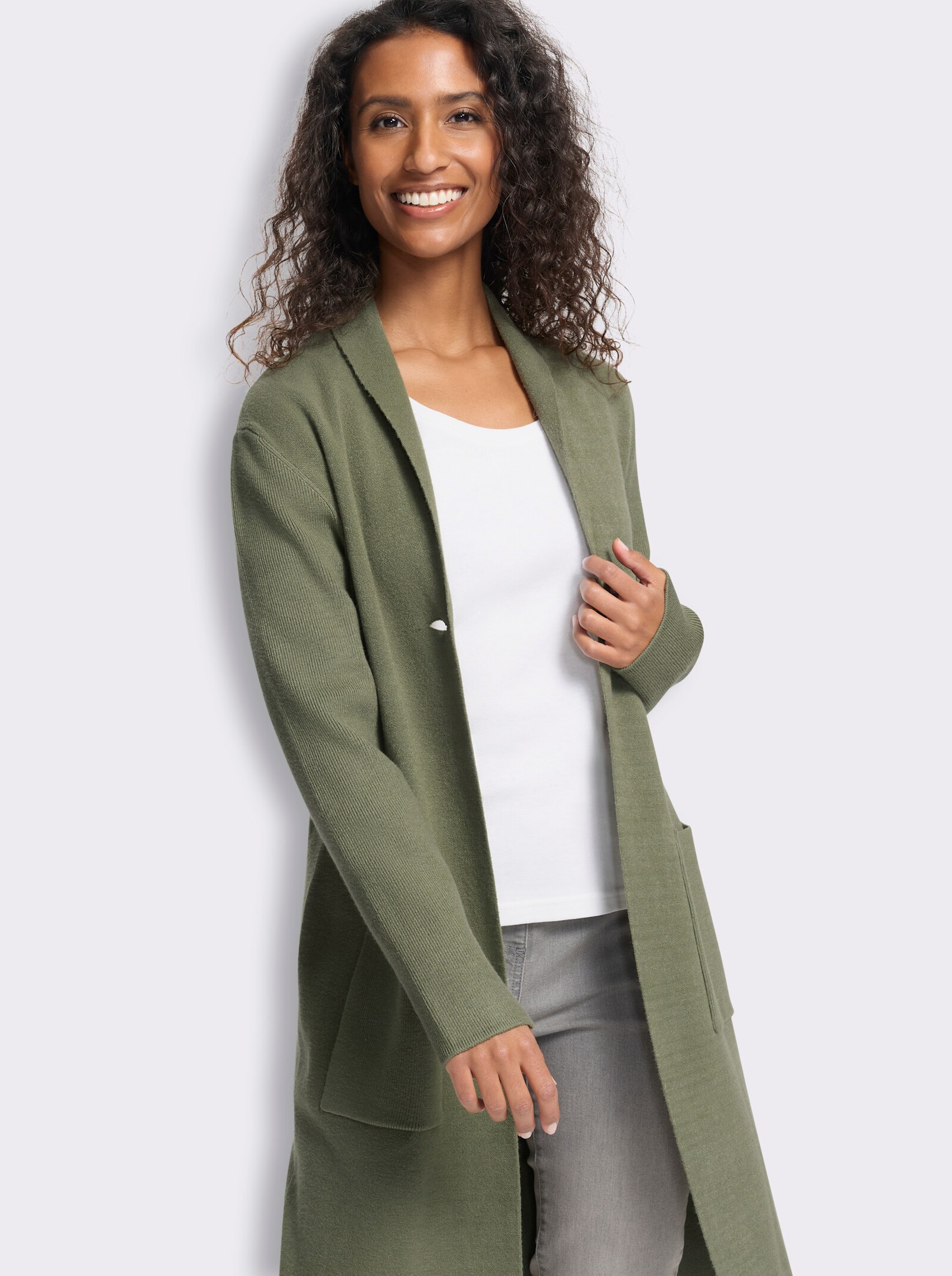 heine Strickjacke im Jacquard-Strick - khaki