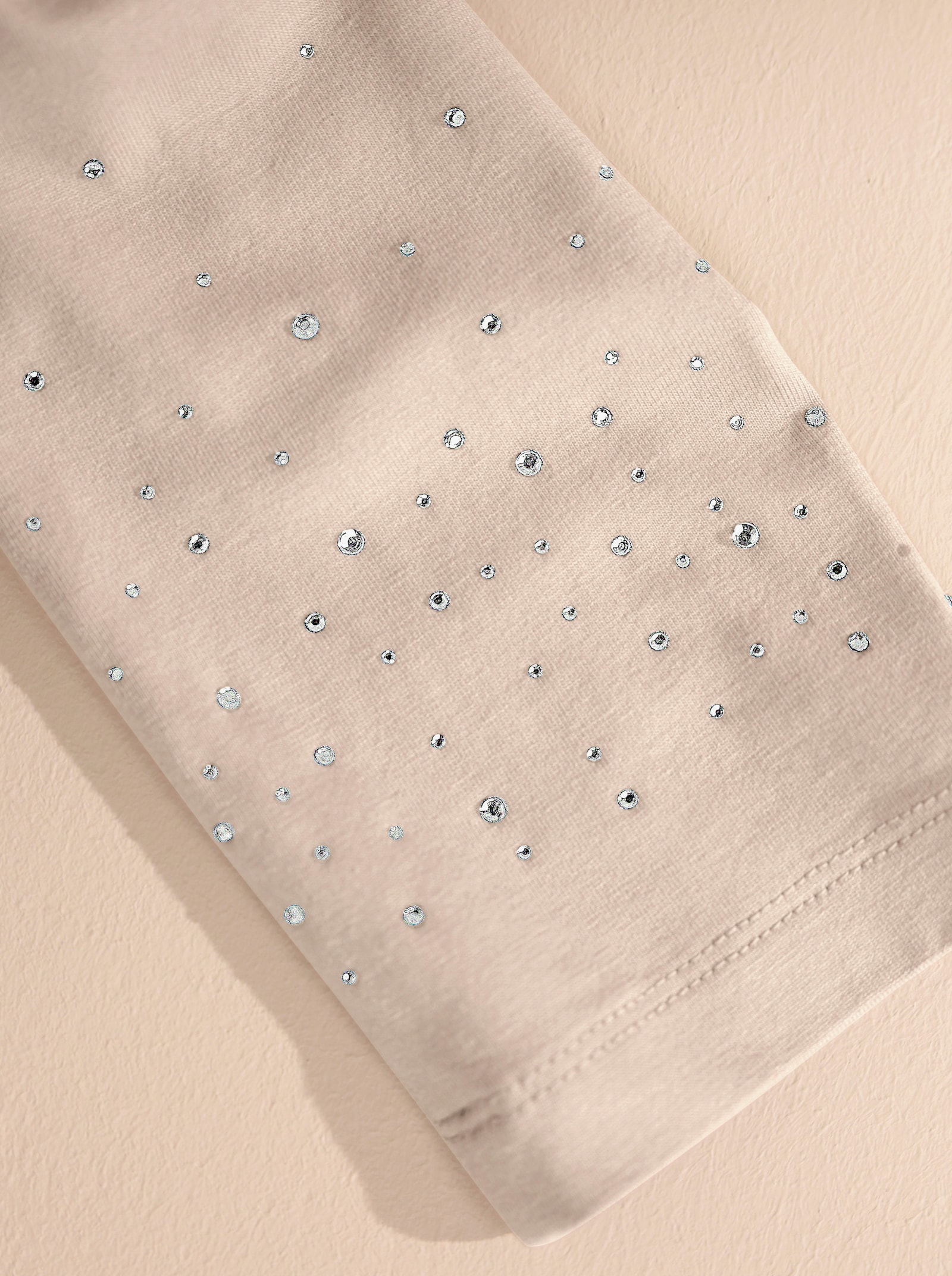 heine Rollkragenshirt mit Glitzersteinchen - sesam