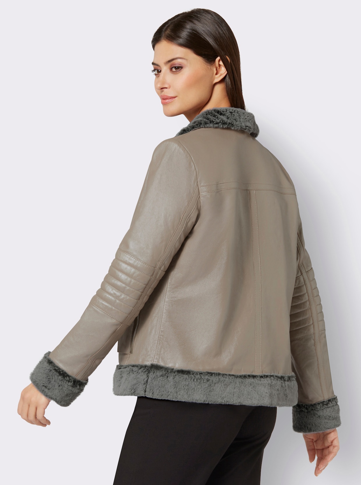 Mainpol Veste en cuir d'agneau nappa - beige