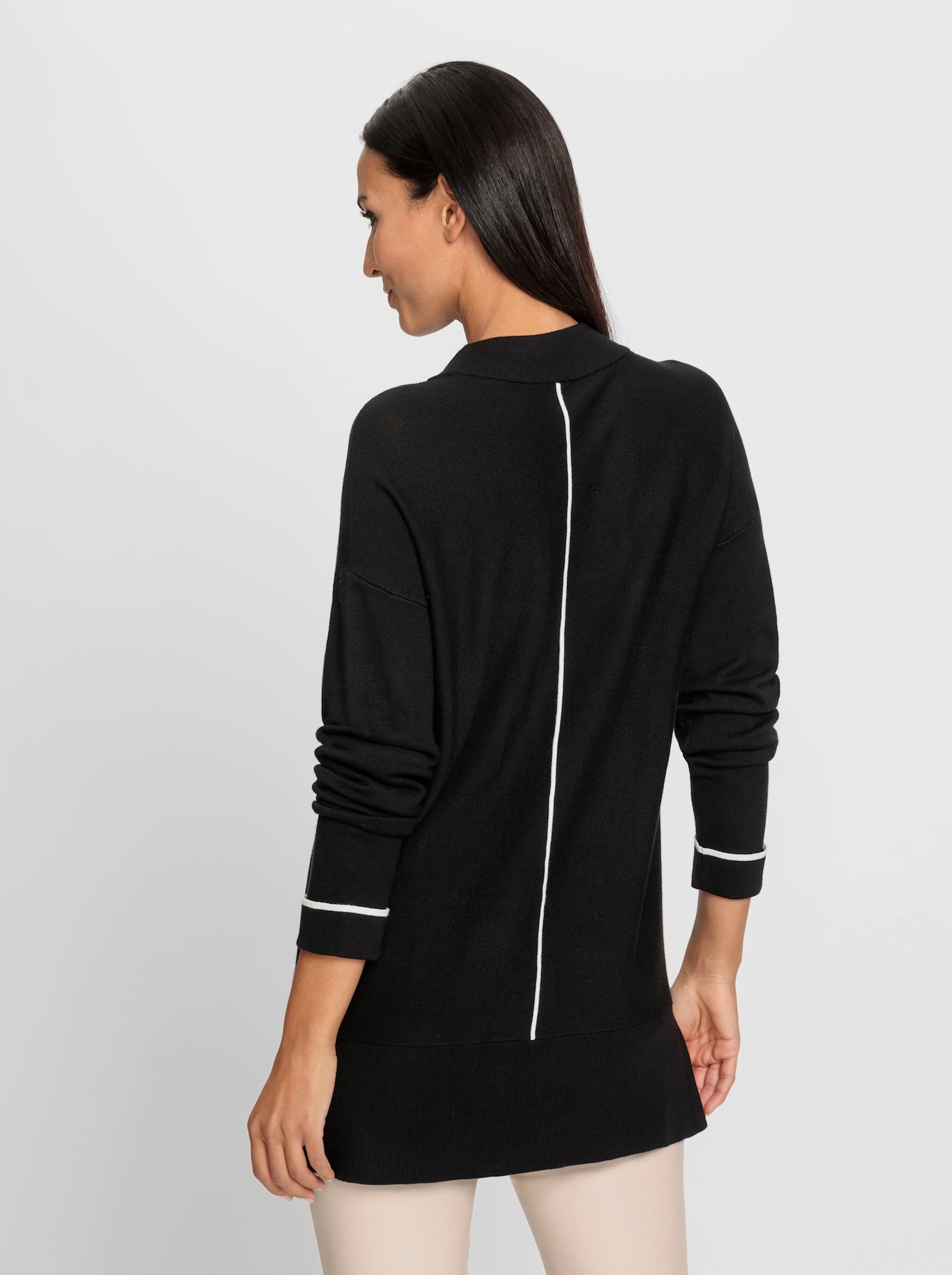 heine Feinstrickpullover mit Seitenschlitzen - schwarz