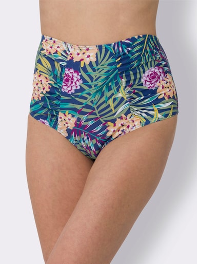 Bikini-Hose mit Raffung - royalblau-bedruckt